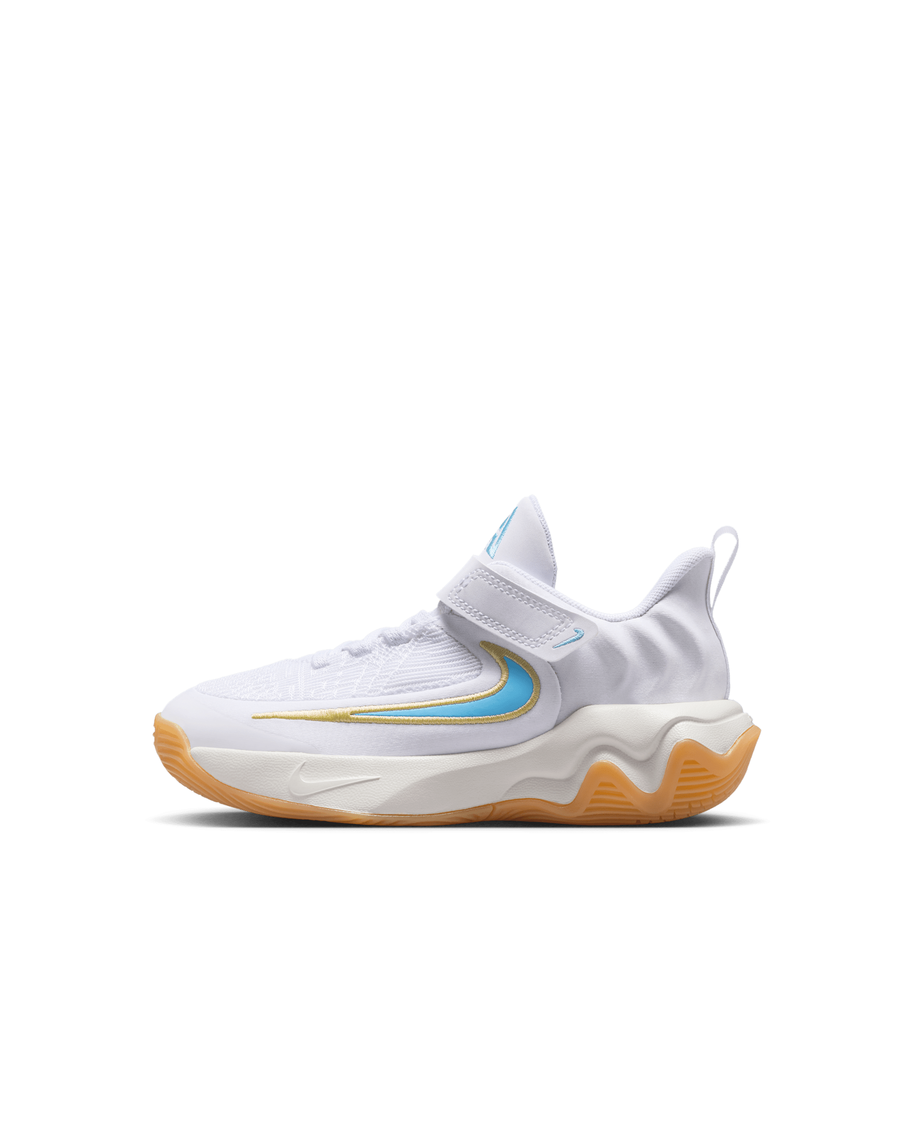 Giannis Immortality 4 Younger Kids' Shoes - White/Team Gold/Gum Yellow/Aquarius Blue