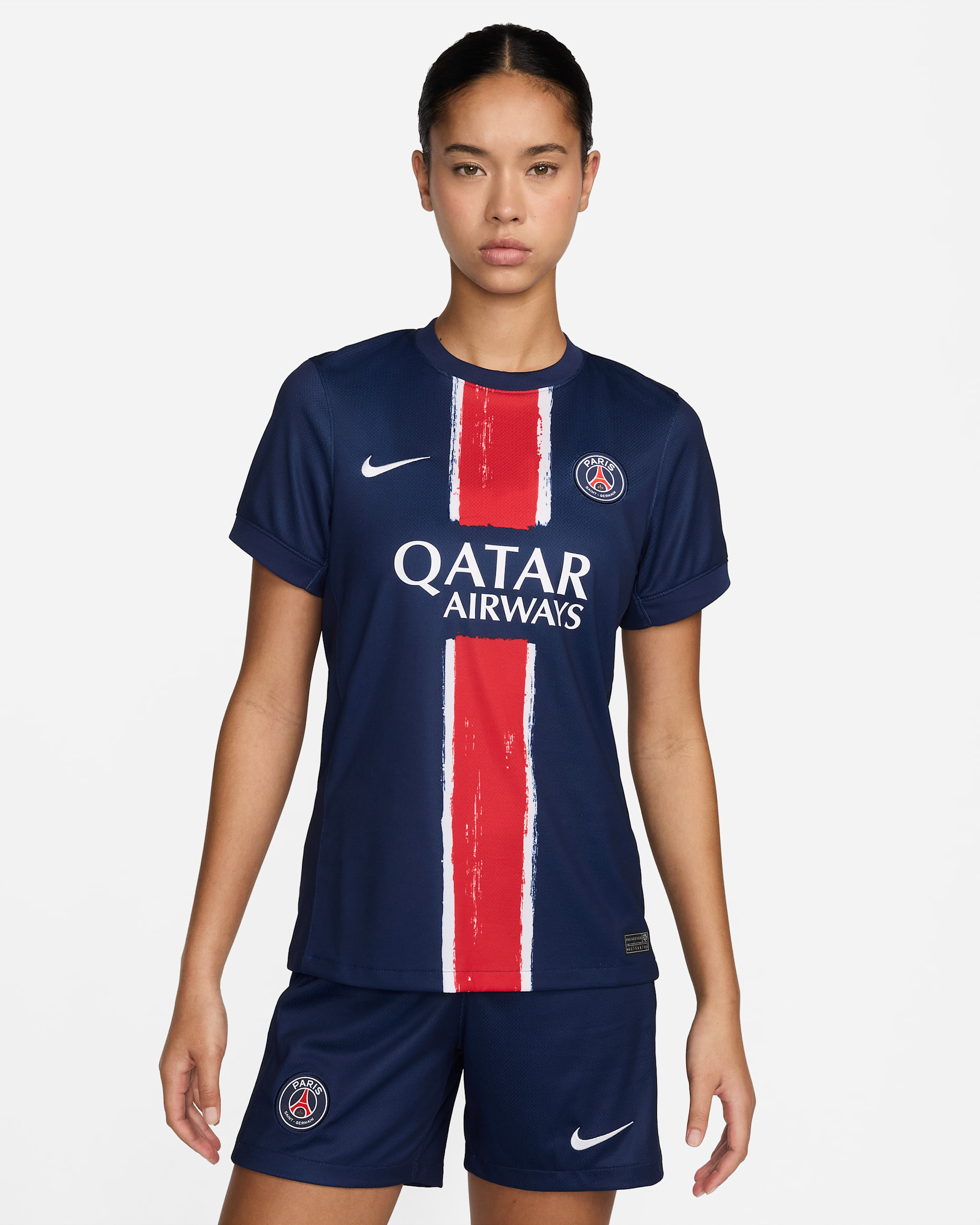 Jersey de fútbol Nike Dri-FIT Replica del Paris Saint-Germain local 2024 Stadium para mujer - Azul marino medianoche/Azul marino medianoche/Blanco