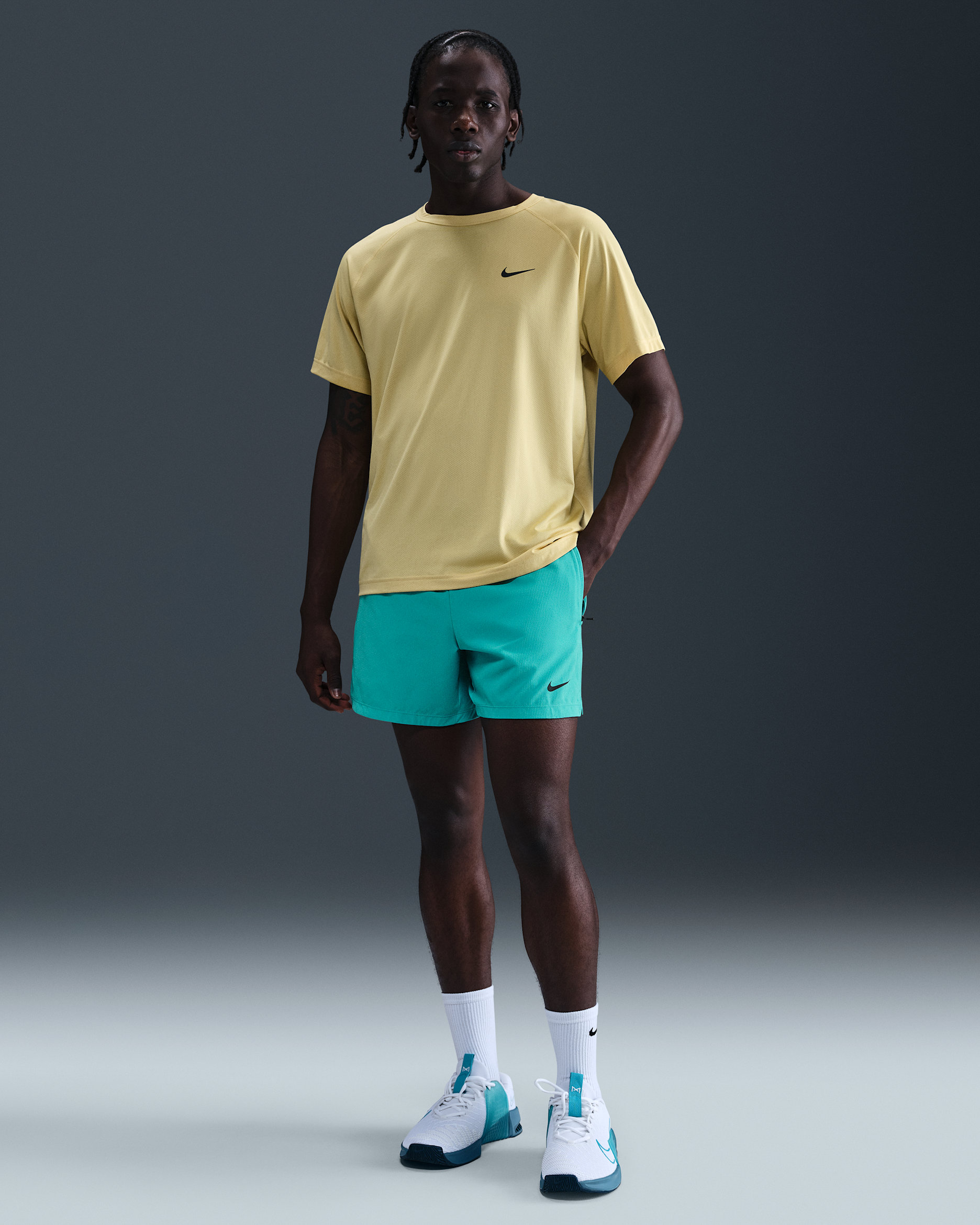 Nike Flex Rep Men's Dri-FIT 5" Unlined Fitness Shorts - Dusty Cactus/Black/Black