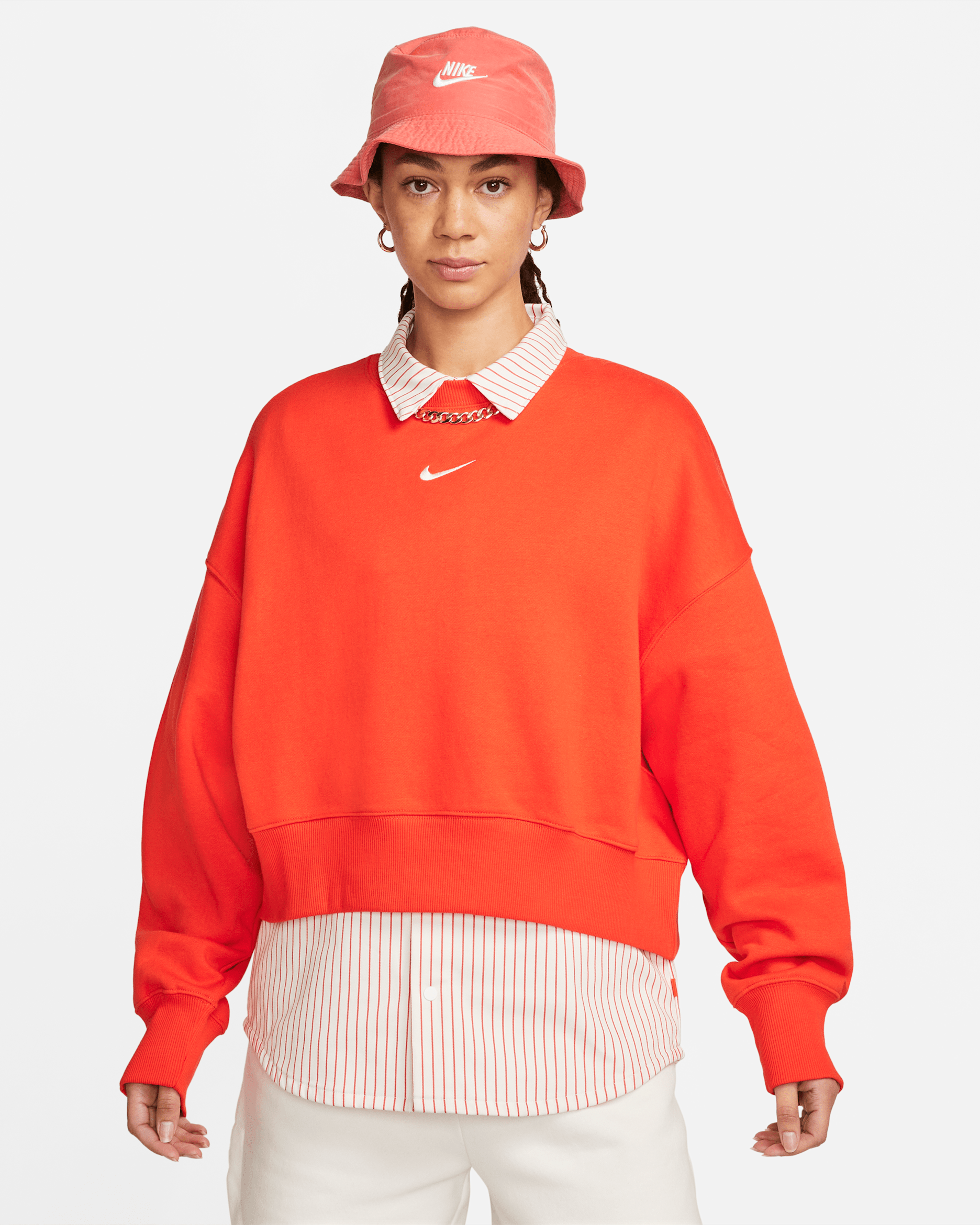 Nike Sportswear Phoenix Fleece Women's Over-Oversized Crew-Neck Sweatshirt - Picante Red/Sail