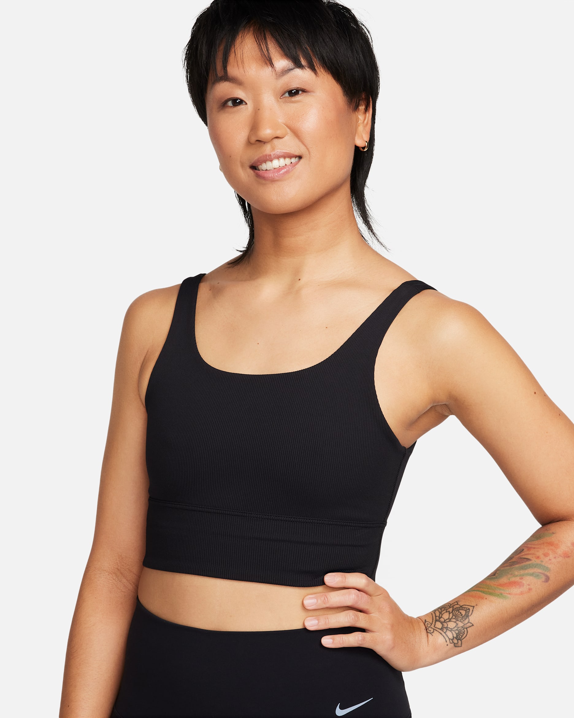 Nike Zenvy Rib Women's Light-Support Non-Padded Longline Sports Bra - Black/Black