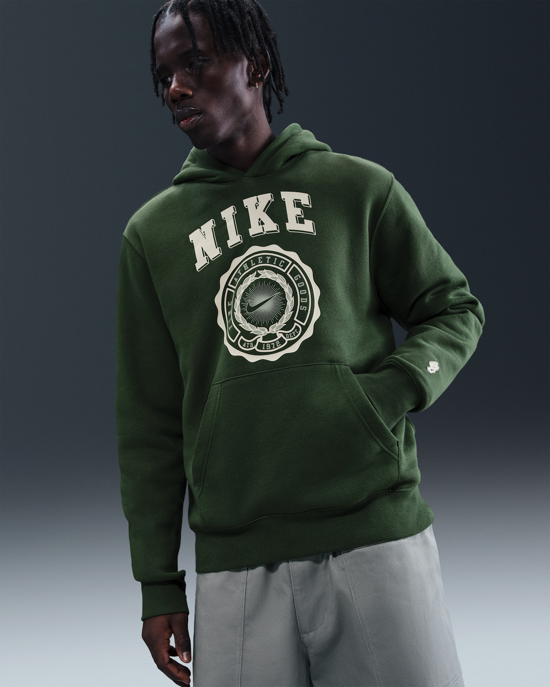 Nike Club Men's Pull-Over Fleece Hoodie - Fir/Summit White/Jade Horizon