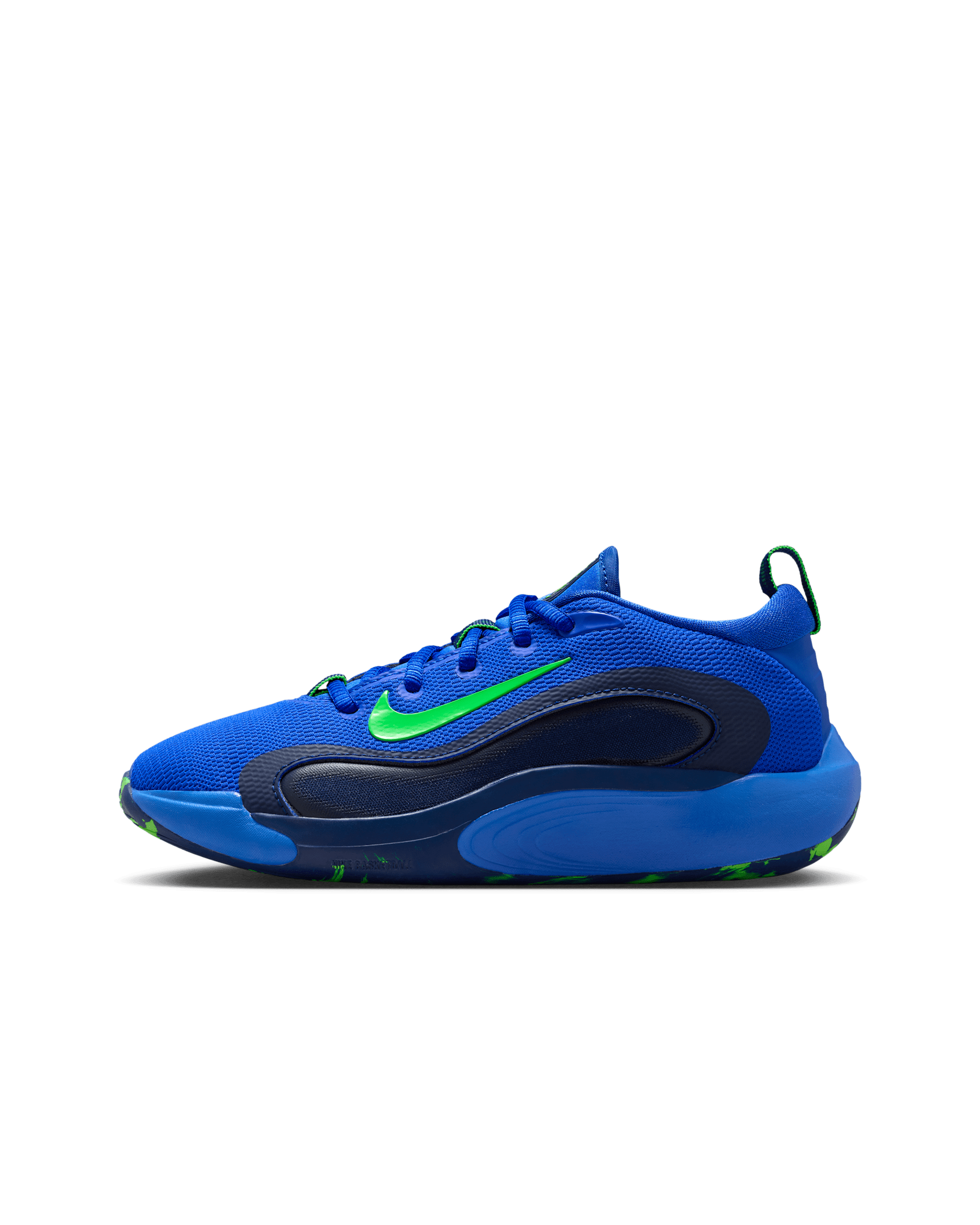 Tenis de básquetbol para niños grandes Nike IsoFly - Azul carrera/Azul vacío/Azul marino medianoche/Verde strike