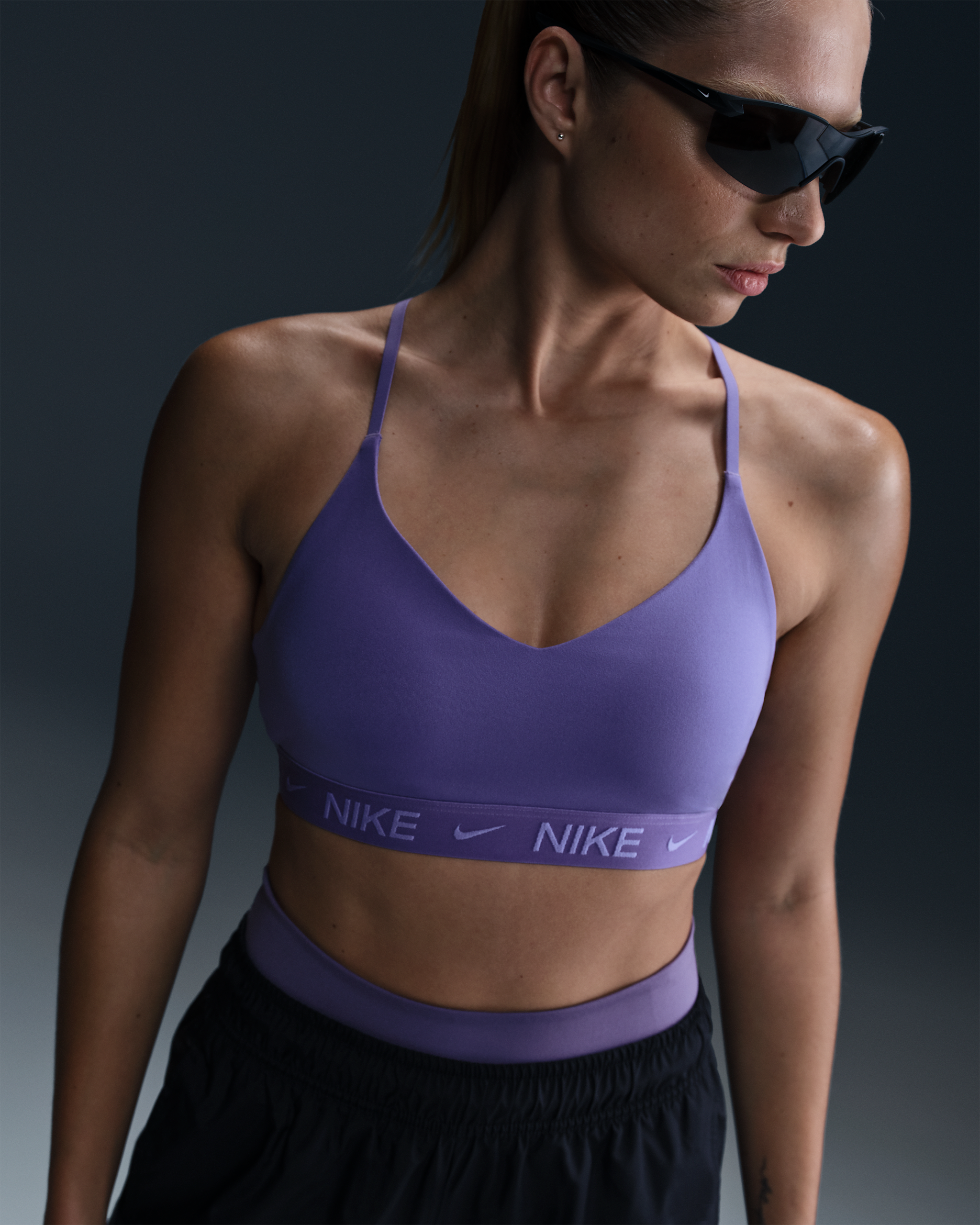 Nike Indy Light Support Women's Padded Adjustable Sports Bra - Dusty Amethyst