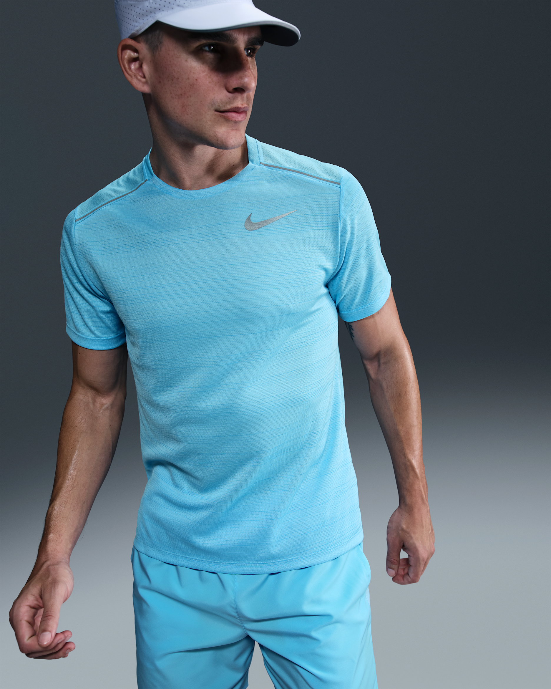 Ανδρική κοντομάνικη μπλούζα για τρέξιμο Nike Miler - Aquarius Blue