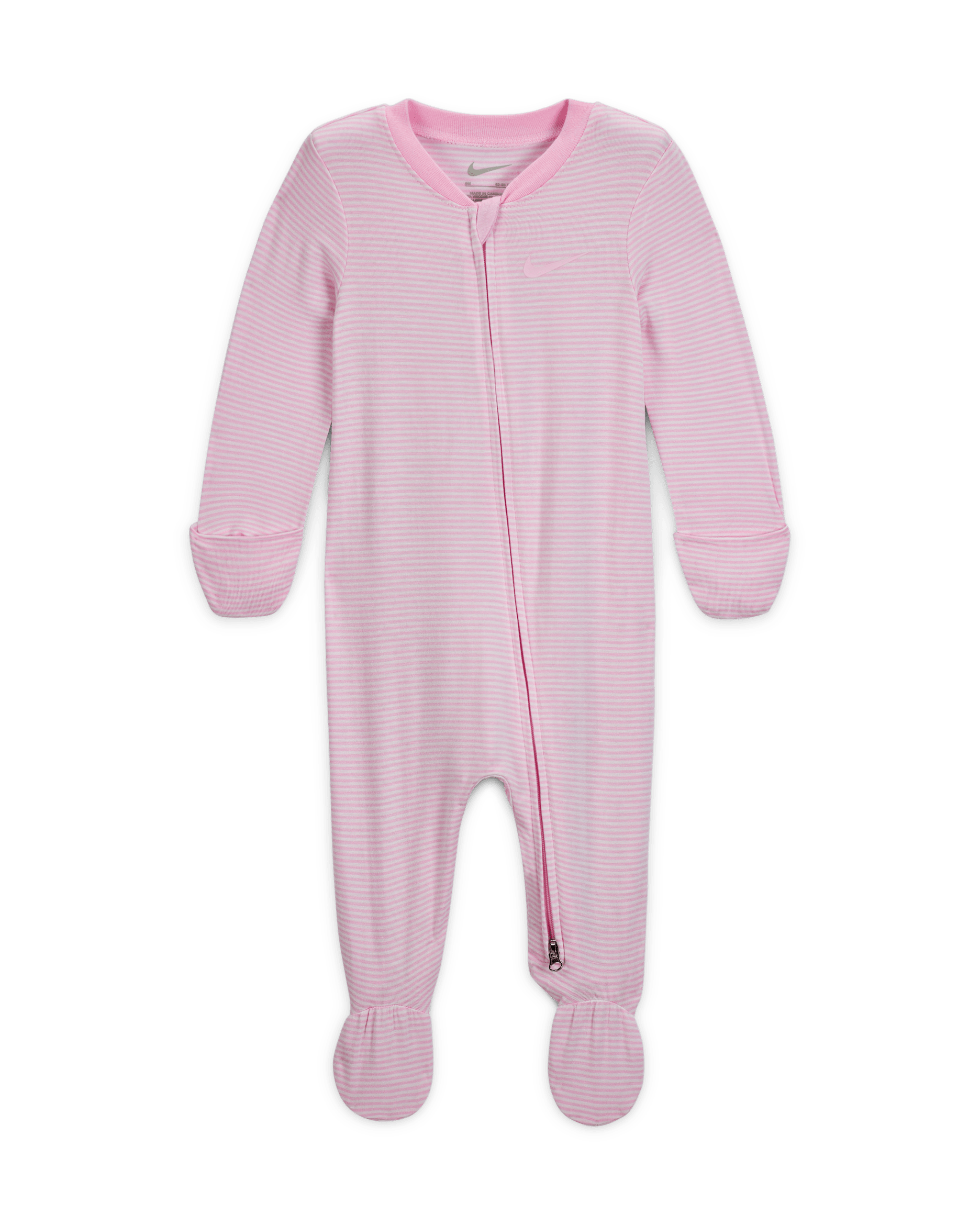 Nike Baby (0-9M) Striped Footed Coverall - Pink Foam
