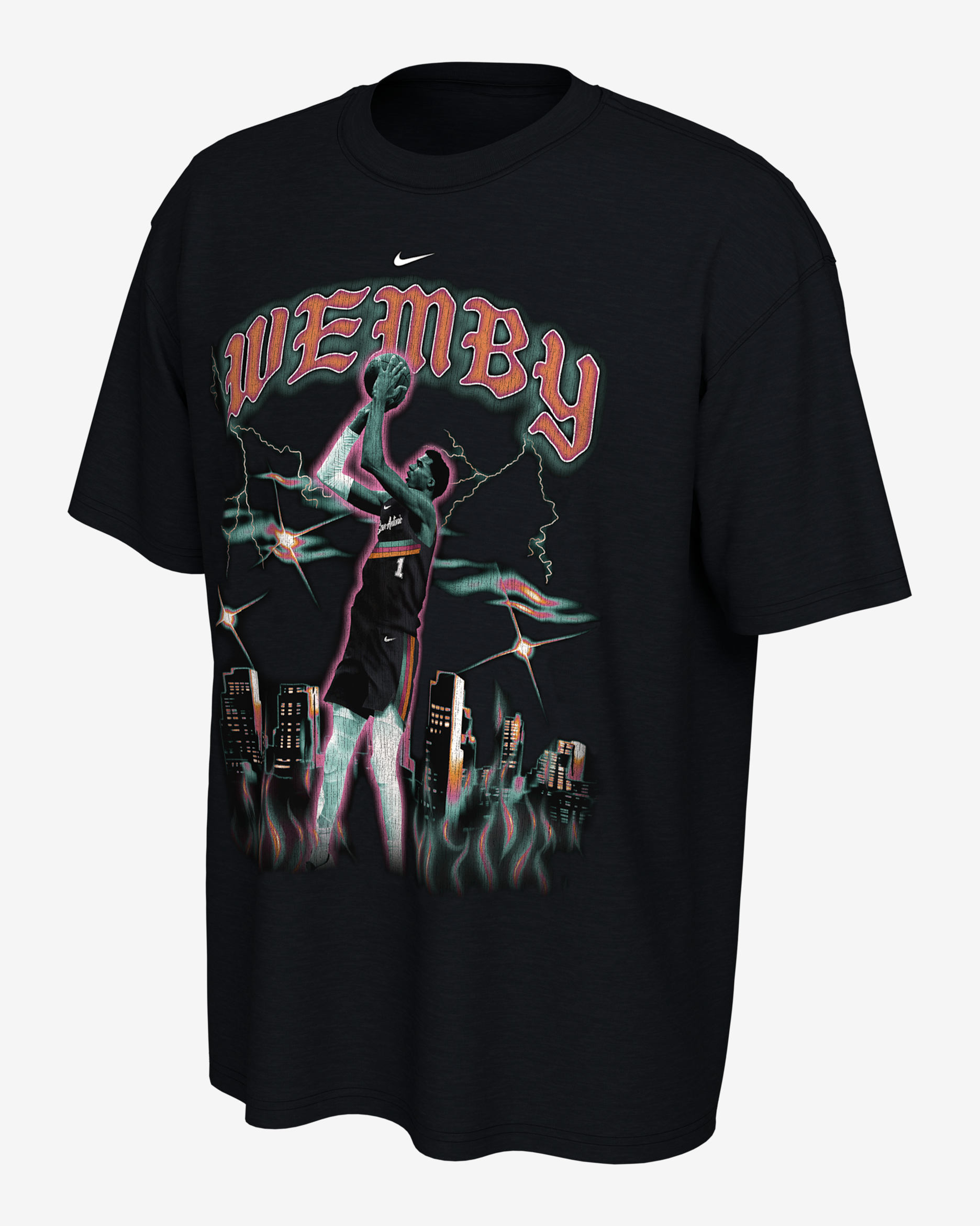 Playera Nike de la NBA Victor Wembanyama San Antonio Spurs City Edition - Negro
