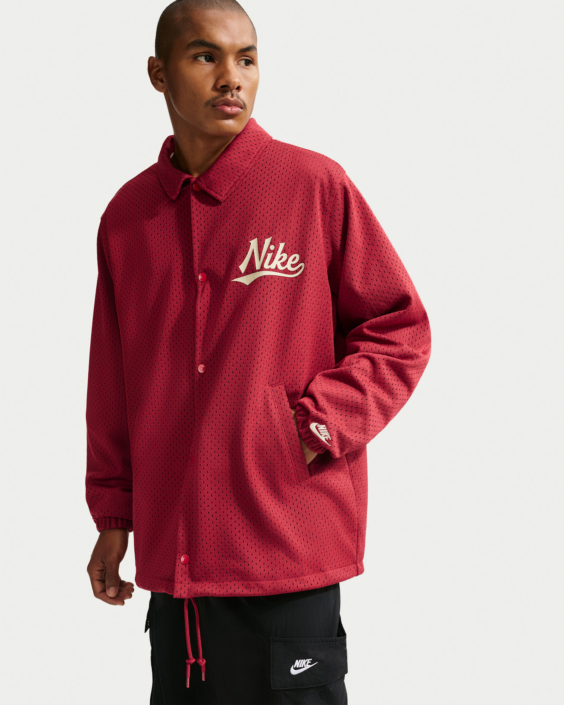 Nike Sportswear Club Men's Coaches Jacket - Team Crimson/Light Khaki