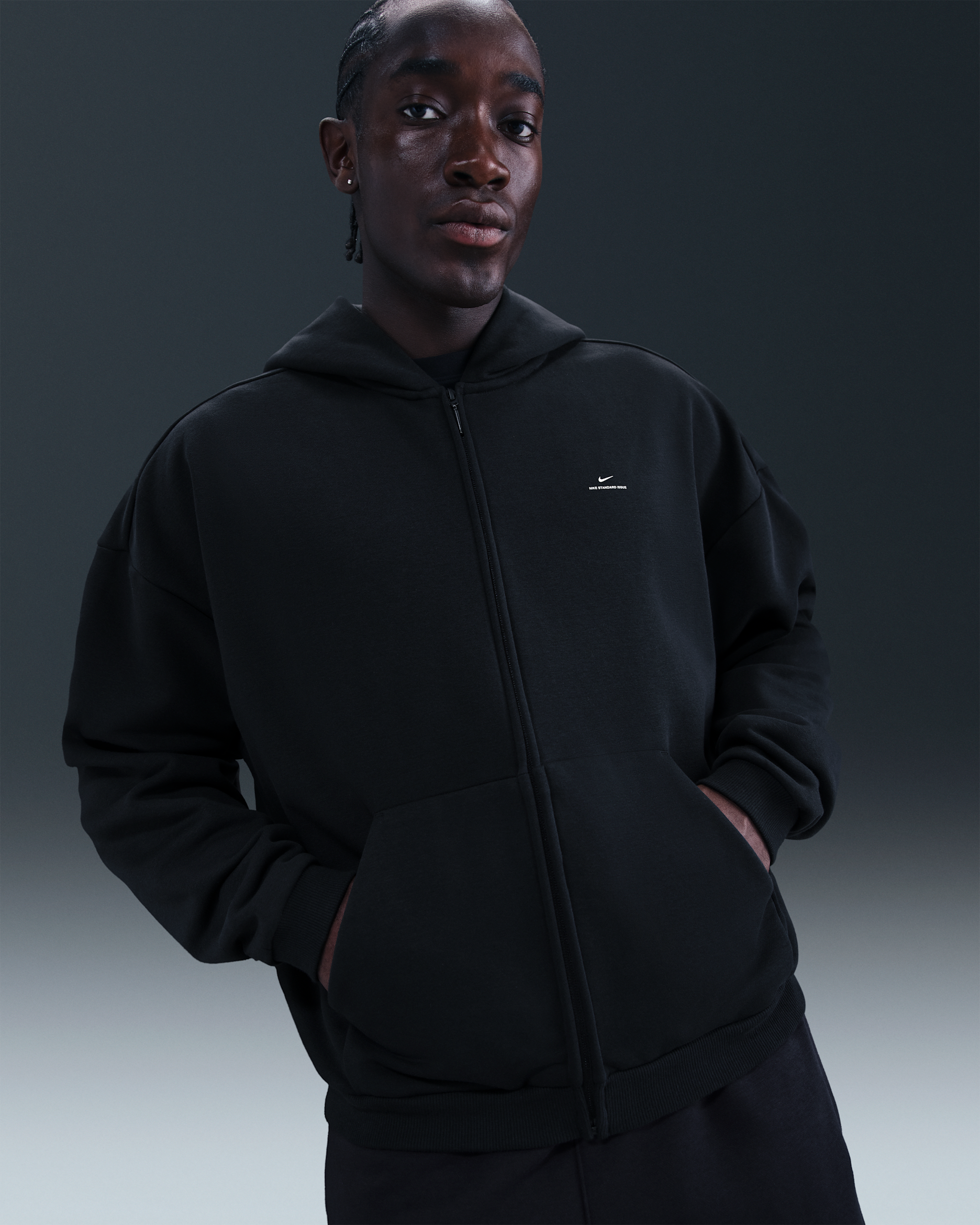 Nike Standard Issue Men's Therma-FIT Full-Zip Basketball Hoodie - Black/Pale Ivory