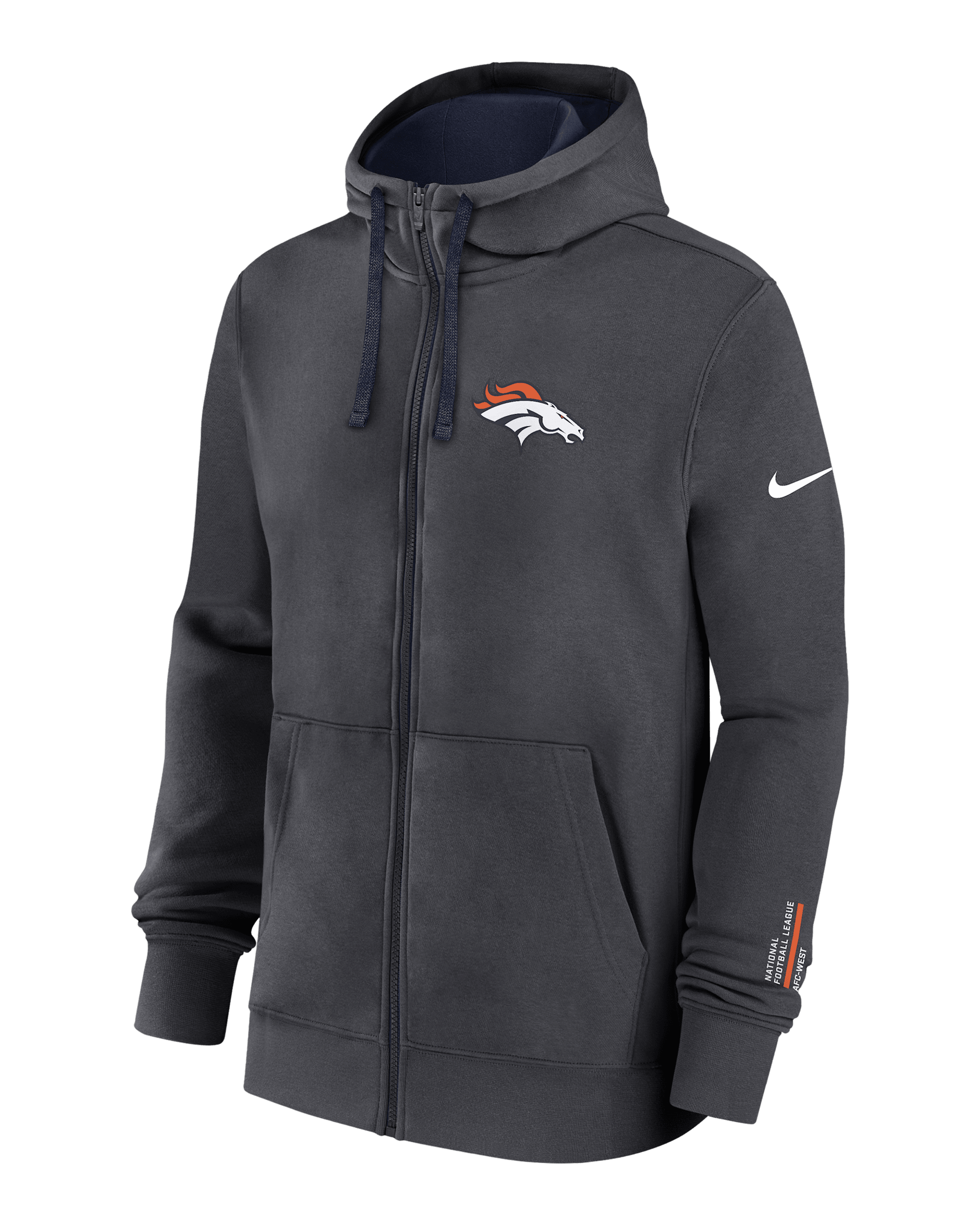 Denver Broncos Playbook Page Club Men's Nike NFL Full-Zip Hoodie - Anthracite