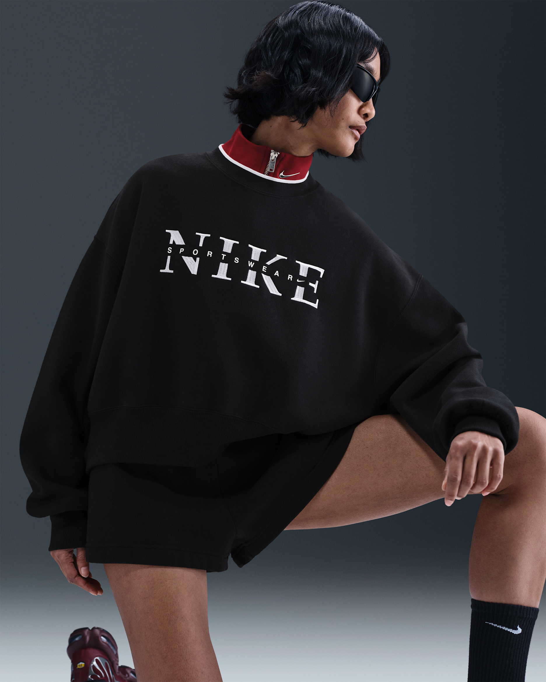 Nike Sportswear Phoenix Fleece Oversize-Damen-Sweatshirt mit Rundhalsausschnitt