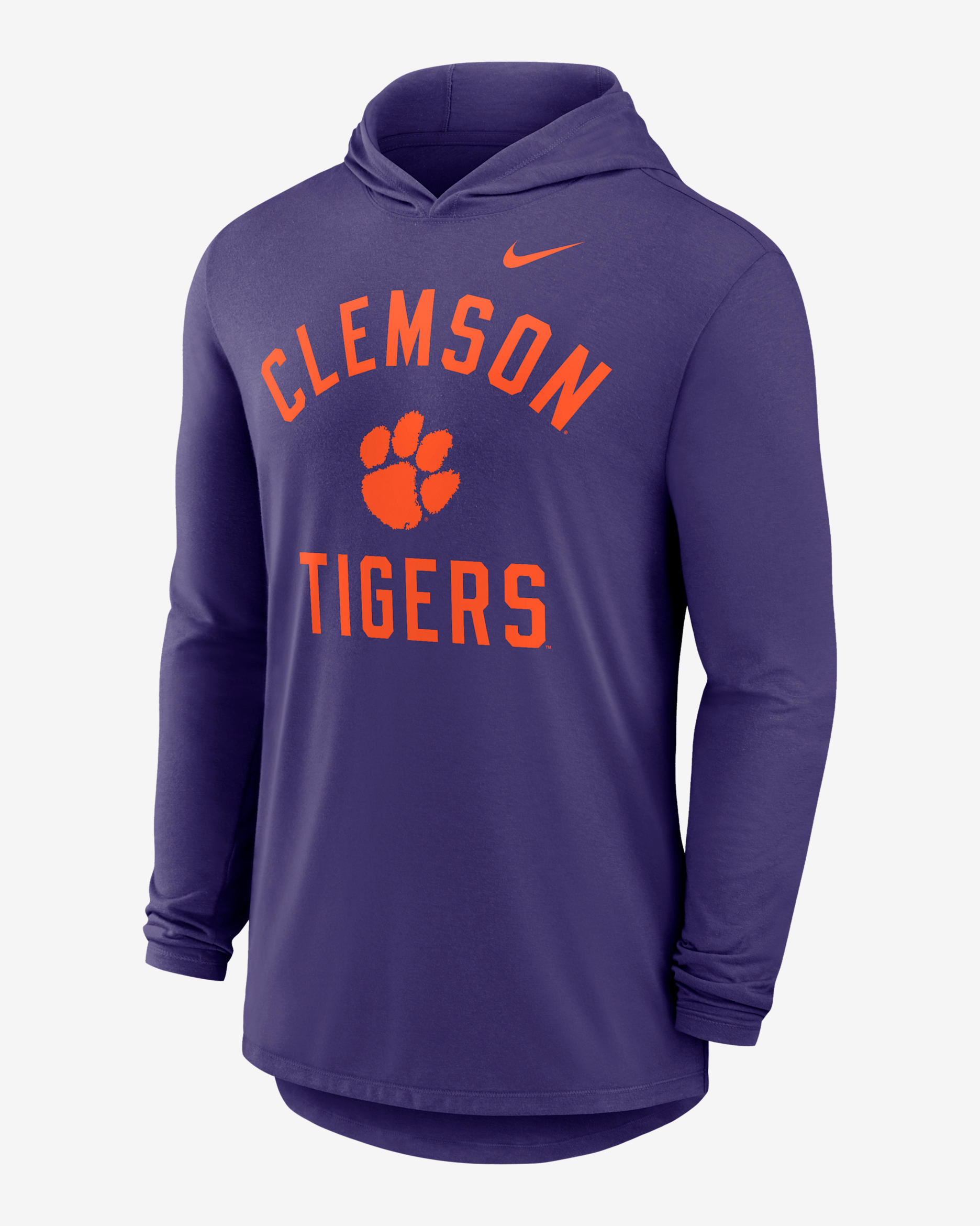 Clemson Campus Arch Men's Nike Dri-FIT College Long-Sleeve Hooded T-Shirt - Purple