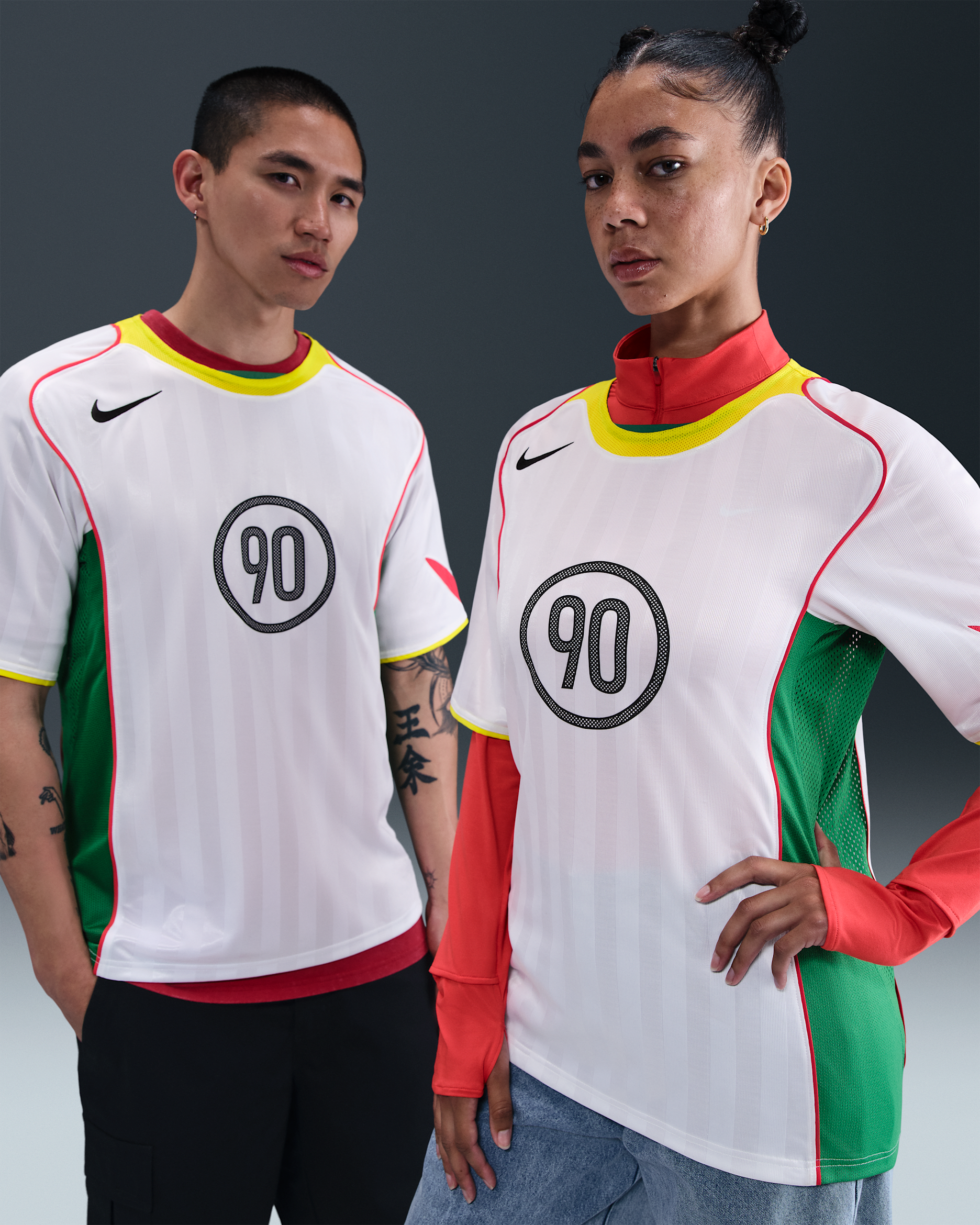 Nike Total 90 Dri-FIT voetbalshirt voor heren - Wit/Opti Yellow/Light Crimson/Zwart