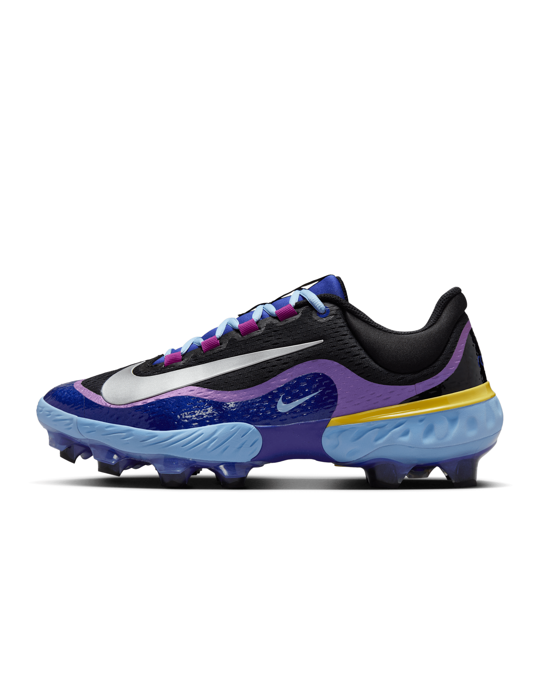Nike Alpha Huarache Elite 4 Low MCS Baseball Cleats - Deep Night/Black/Psychic Blue/Metallic Silver
