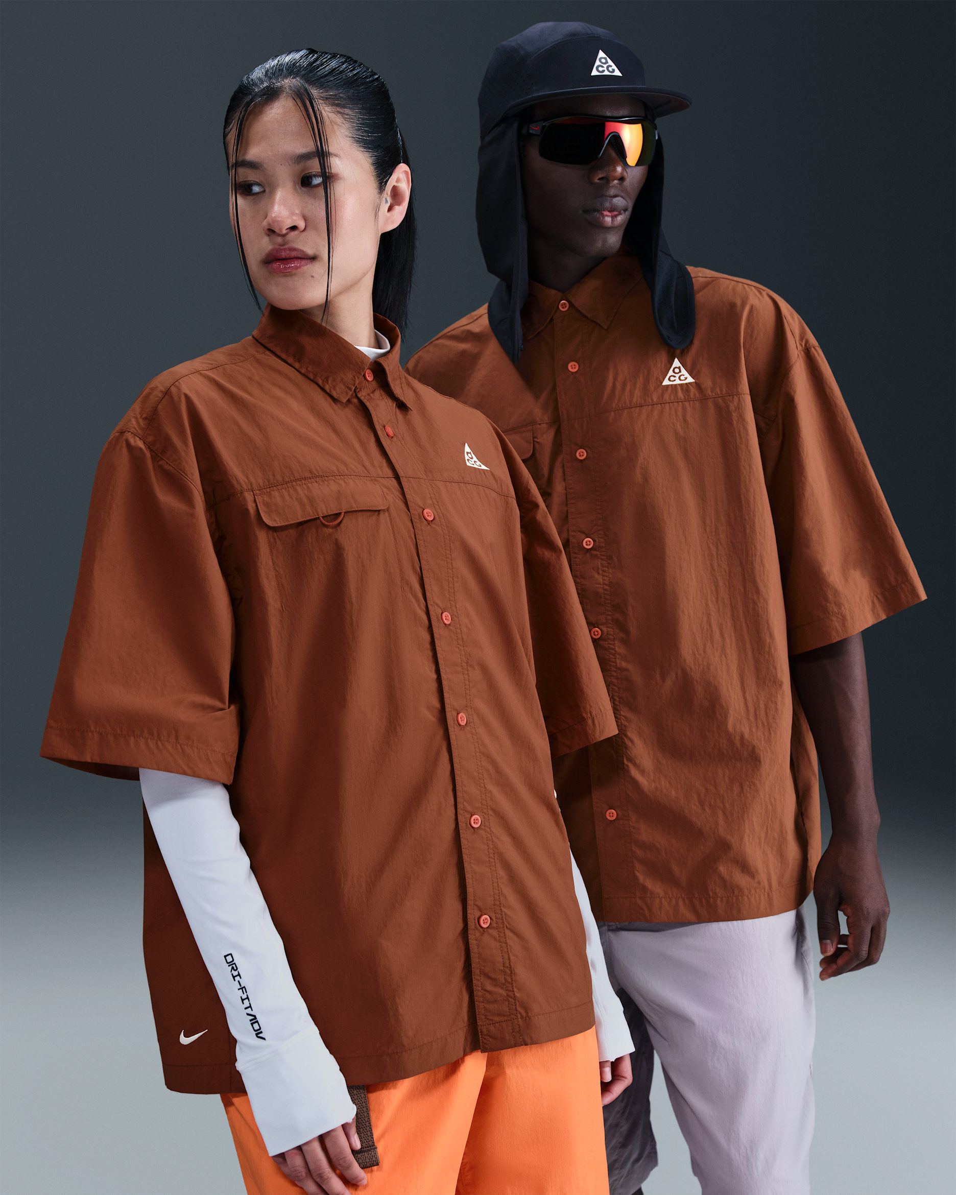 Nike ACG "Orb Weaver" UV Repel Short-Sleeve Shirt - Cinnamon/Picante Red/Summit White