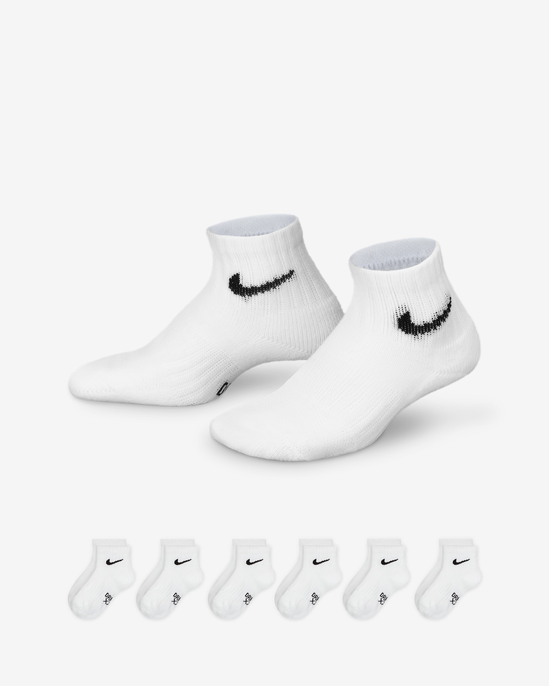 Nike Dri-FIT Performance Basics Little Kids' Ankle Socks (6 Pairs) - White