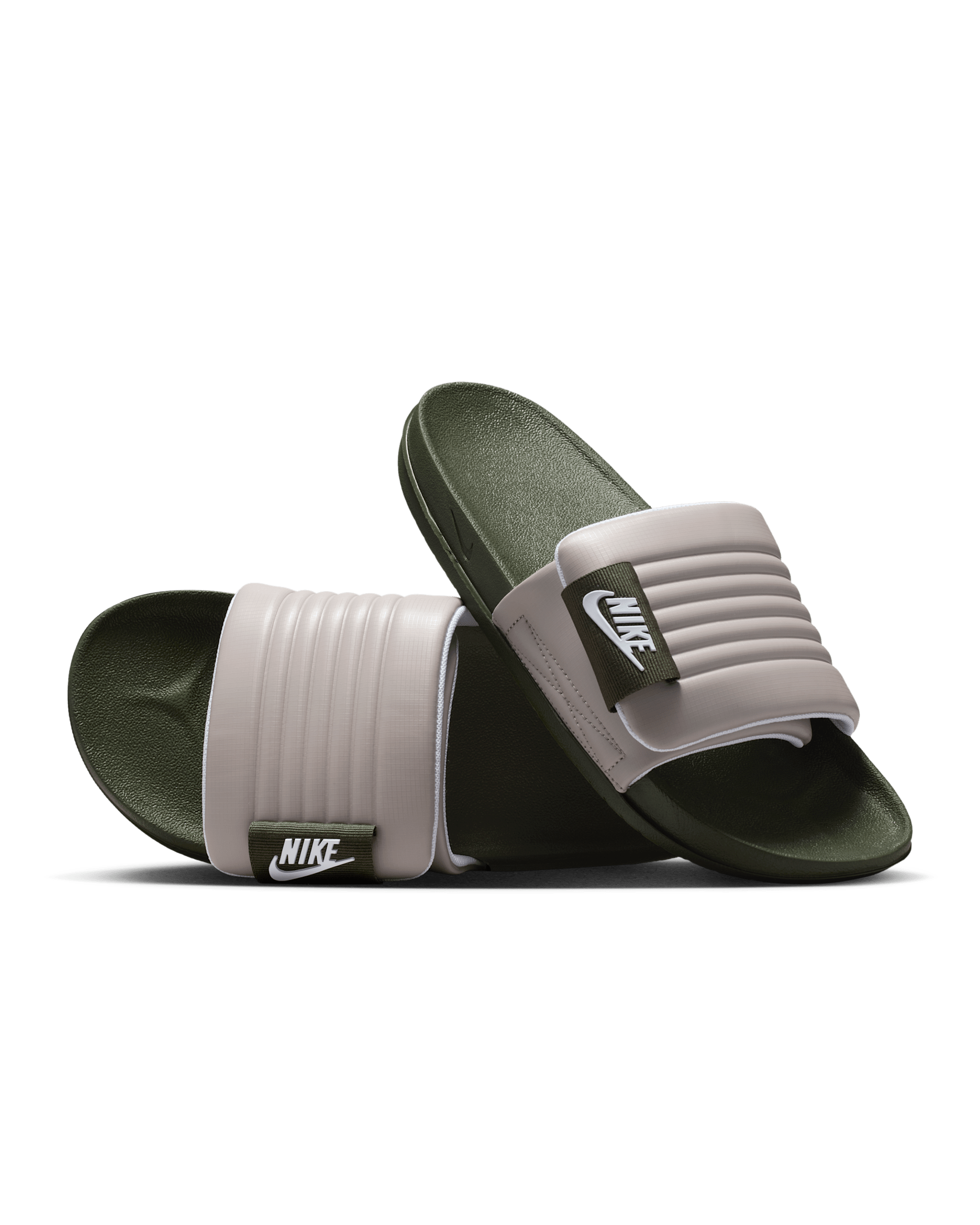 Chanclas para hombre Nike Offcourt Adjust - Caqui militar/Gris universitario/Blanco