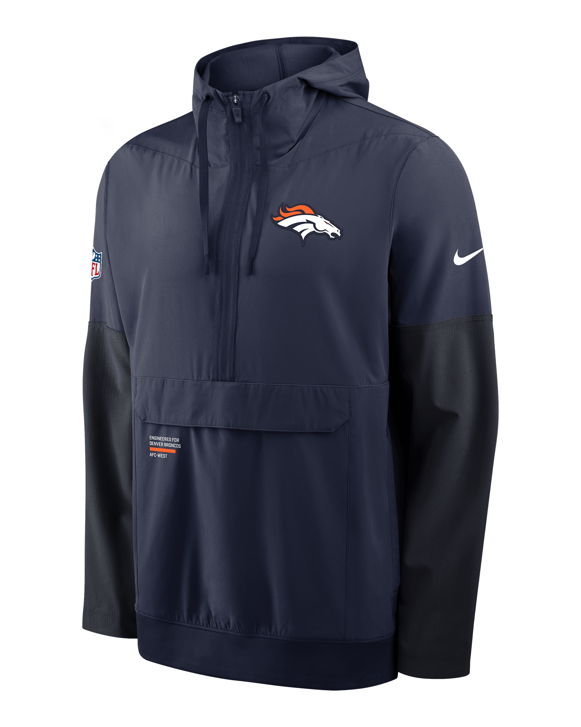 Denver Broncos Well Rounded Anorak Men's Nike NFL 1/2-Zip Hooded Jacket - Navy