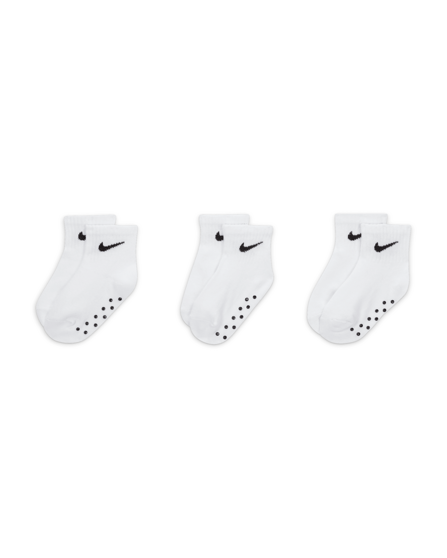 Nike Baby Swoosh Ankle Gripper Socks (3-Pairs) - White