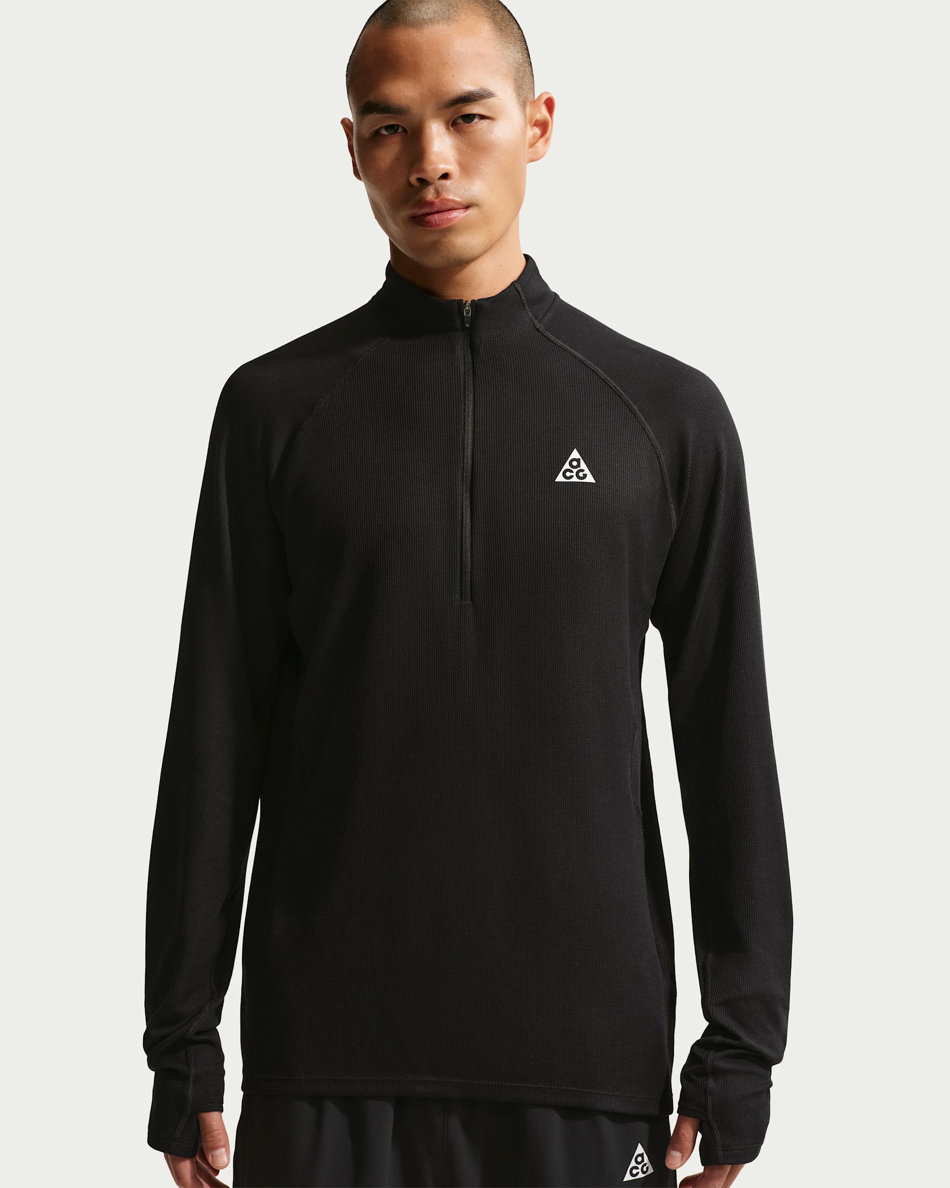 Nike ACG Dri-FIT-løpeoverdel med glidelås i halsen til herre - Svart/Svart/Summit White