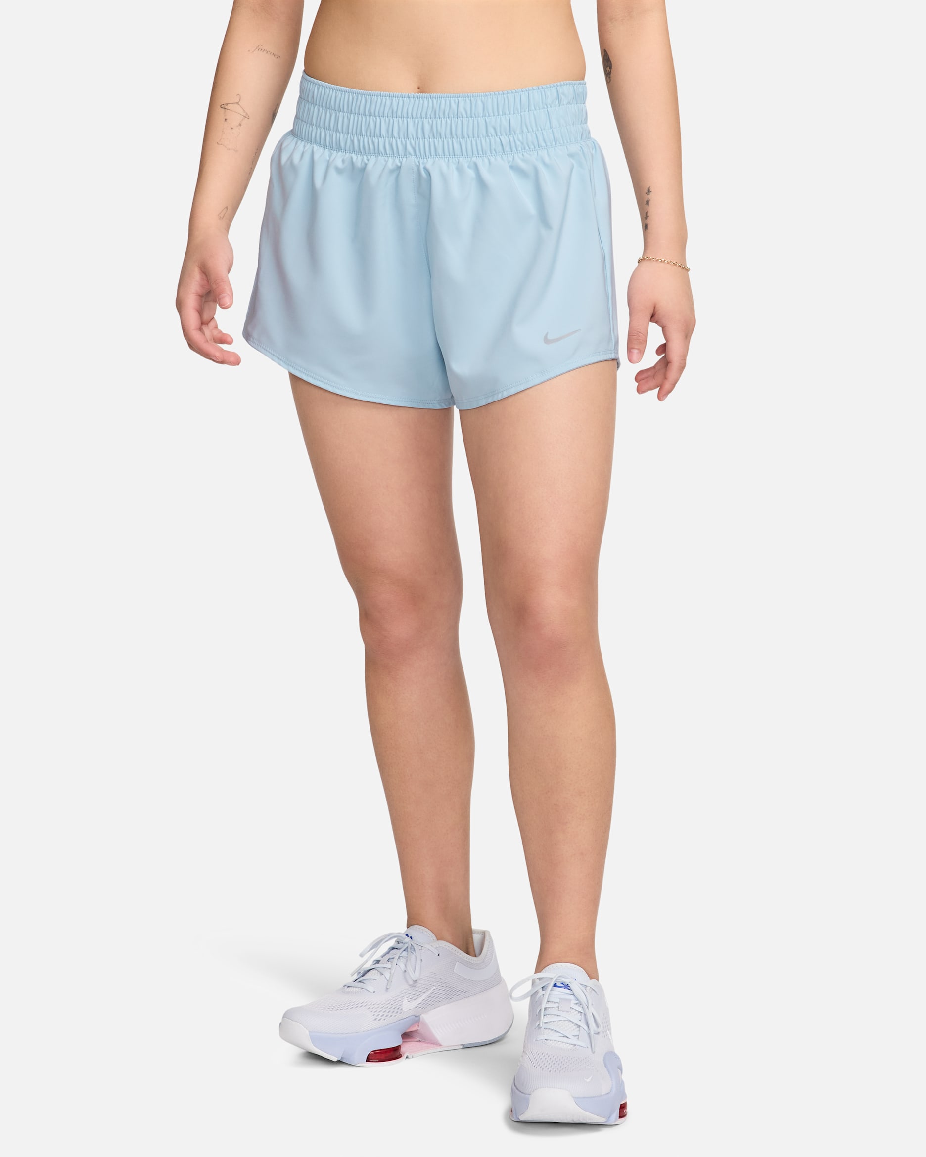 Nike Dri-FIT One 女款中腰 3" 隱藏式內裡短褲 - Light Armory Blue
