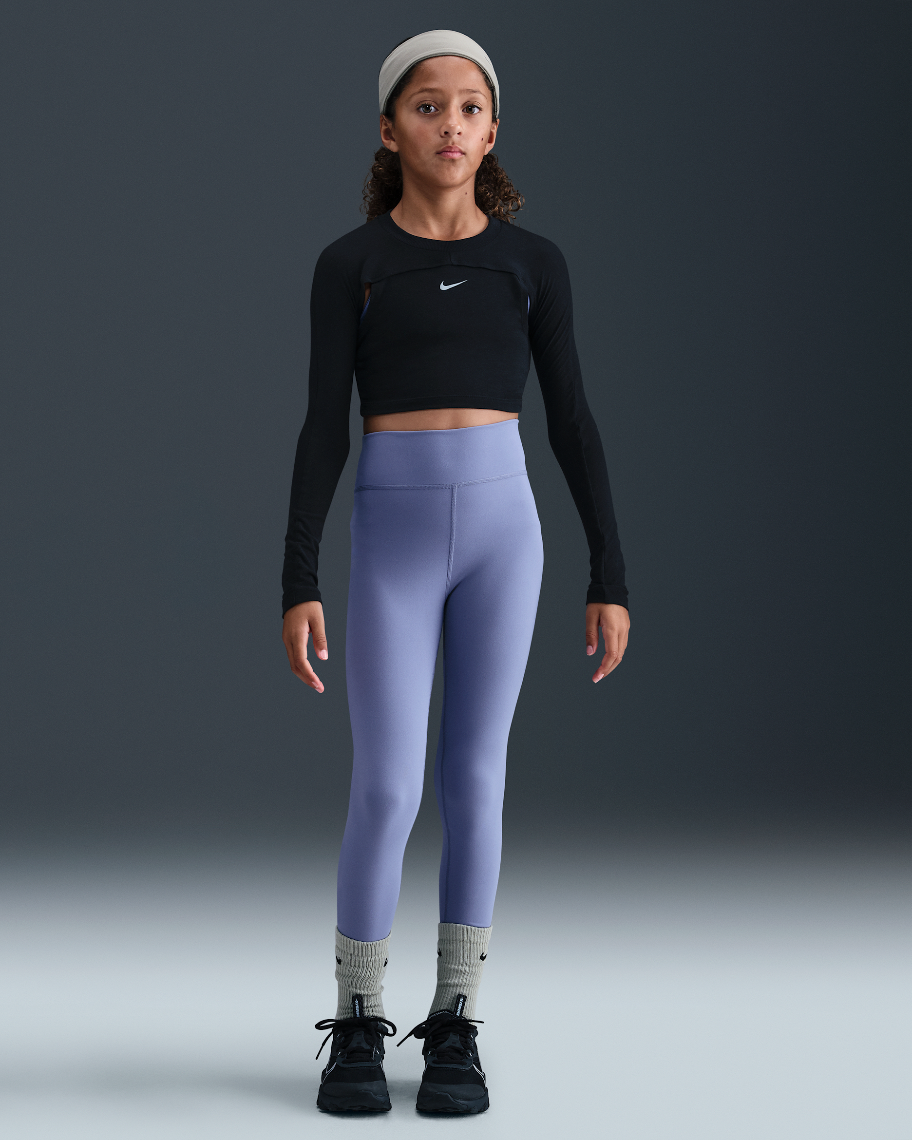 Nike One Dri-FIT-Leggings mit hohem Taillenbund für ältere Kinder (Mädchen) - World Indigo/Weiß