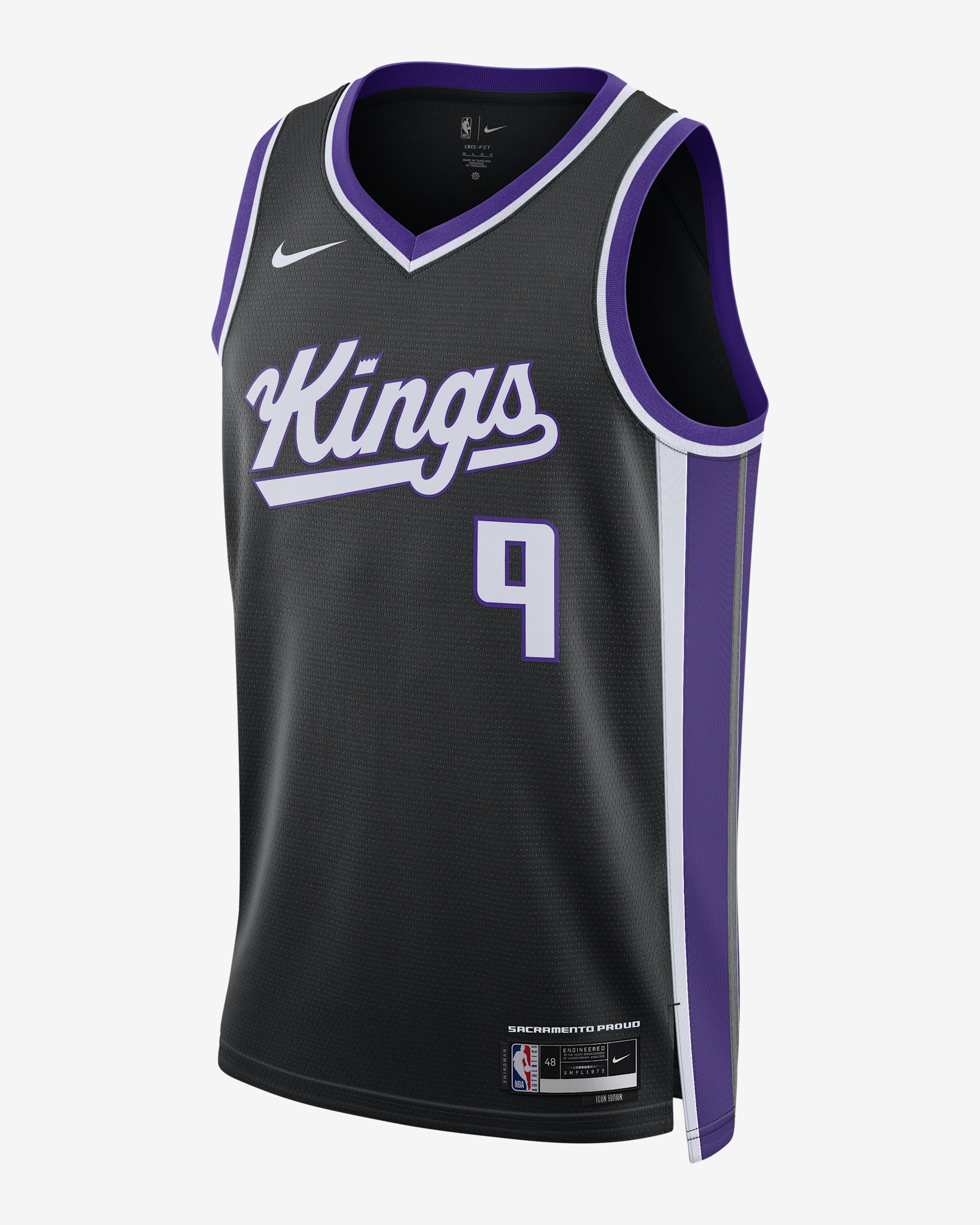Jersey Nike Dri-Fit Swingman de la NBA Sacramento Kings Icon Edition - Negro