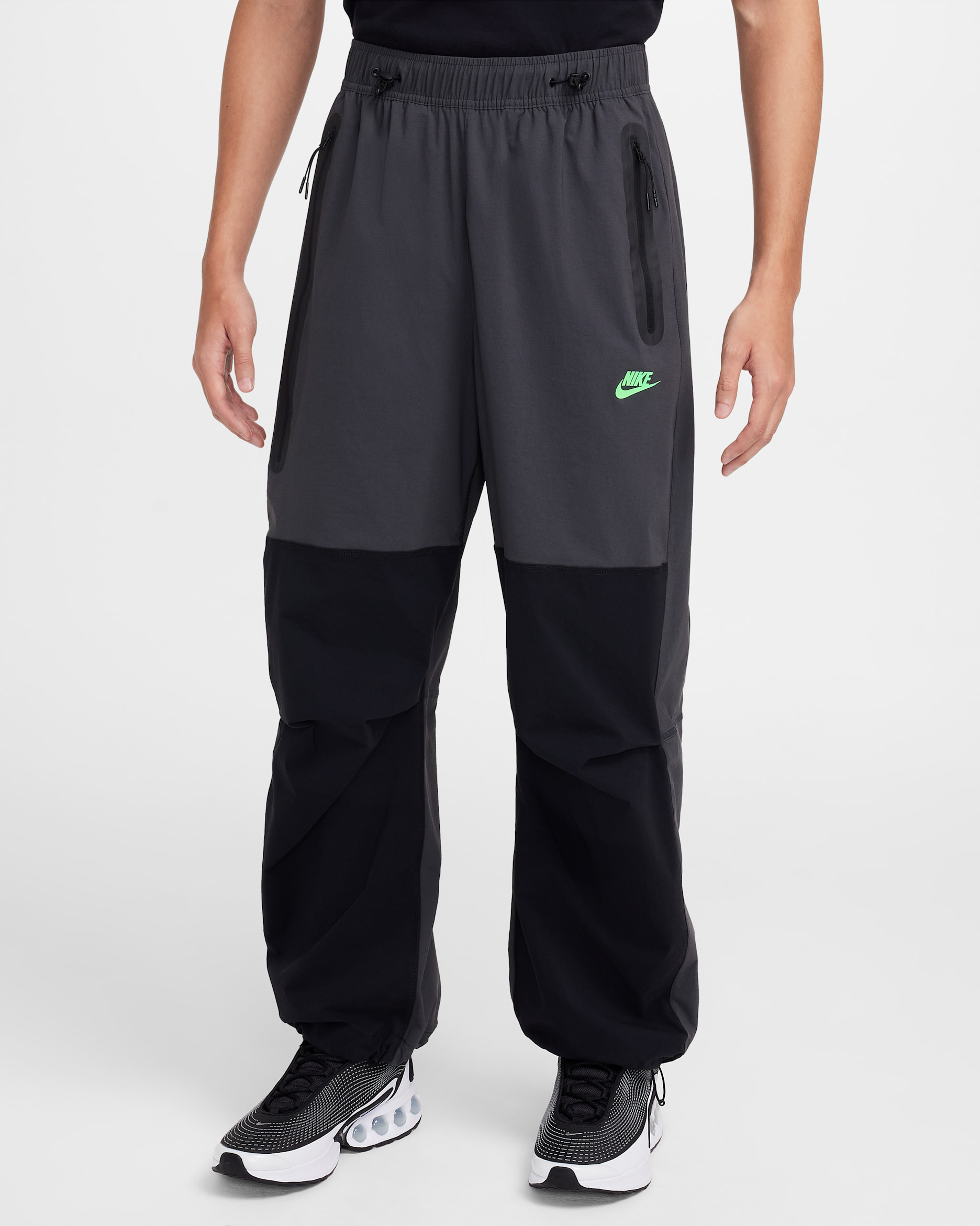 Nike Tech Men's Woven Open-Hem Pants - Anthracite/Black/Green Strike