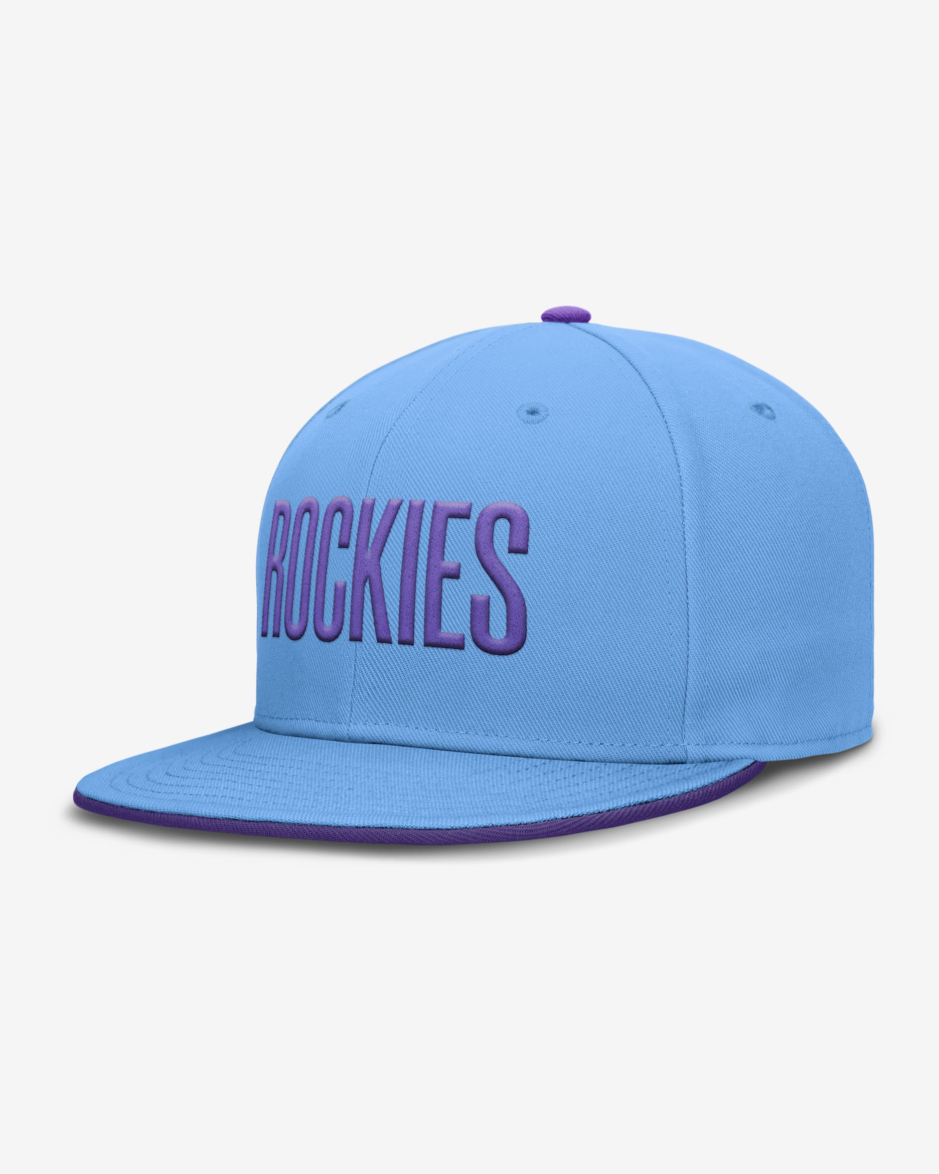 Gorra Nike Dri-FIT de la MLB ajustada para hombre Colorado Rockies City Connect True - Azul claro