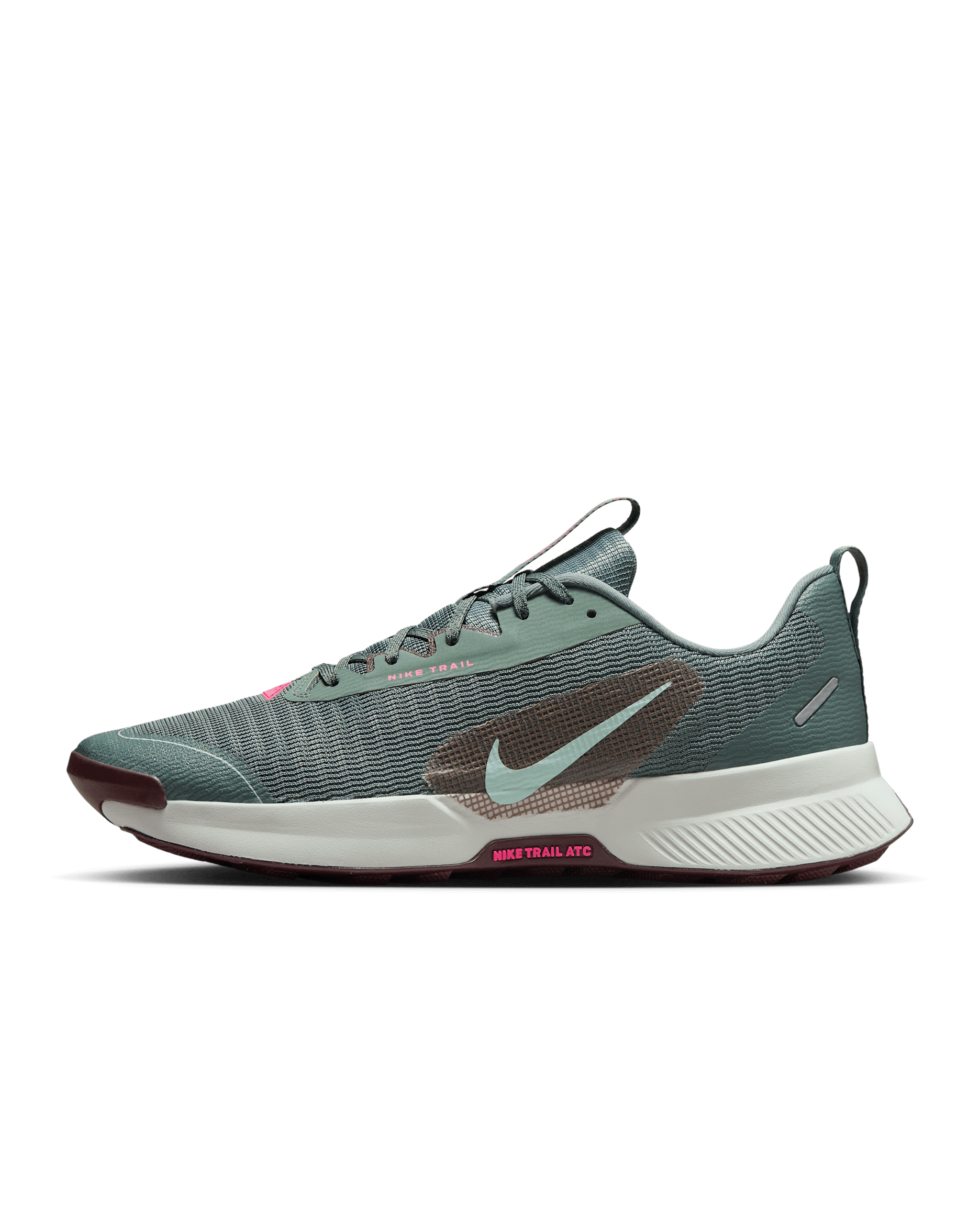 Nike Juniper Trail 3 Men's Trail-Running Shoes - Clay Green/Burgundy Crush/Light Silver/Mint Foam
