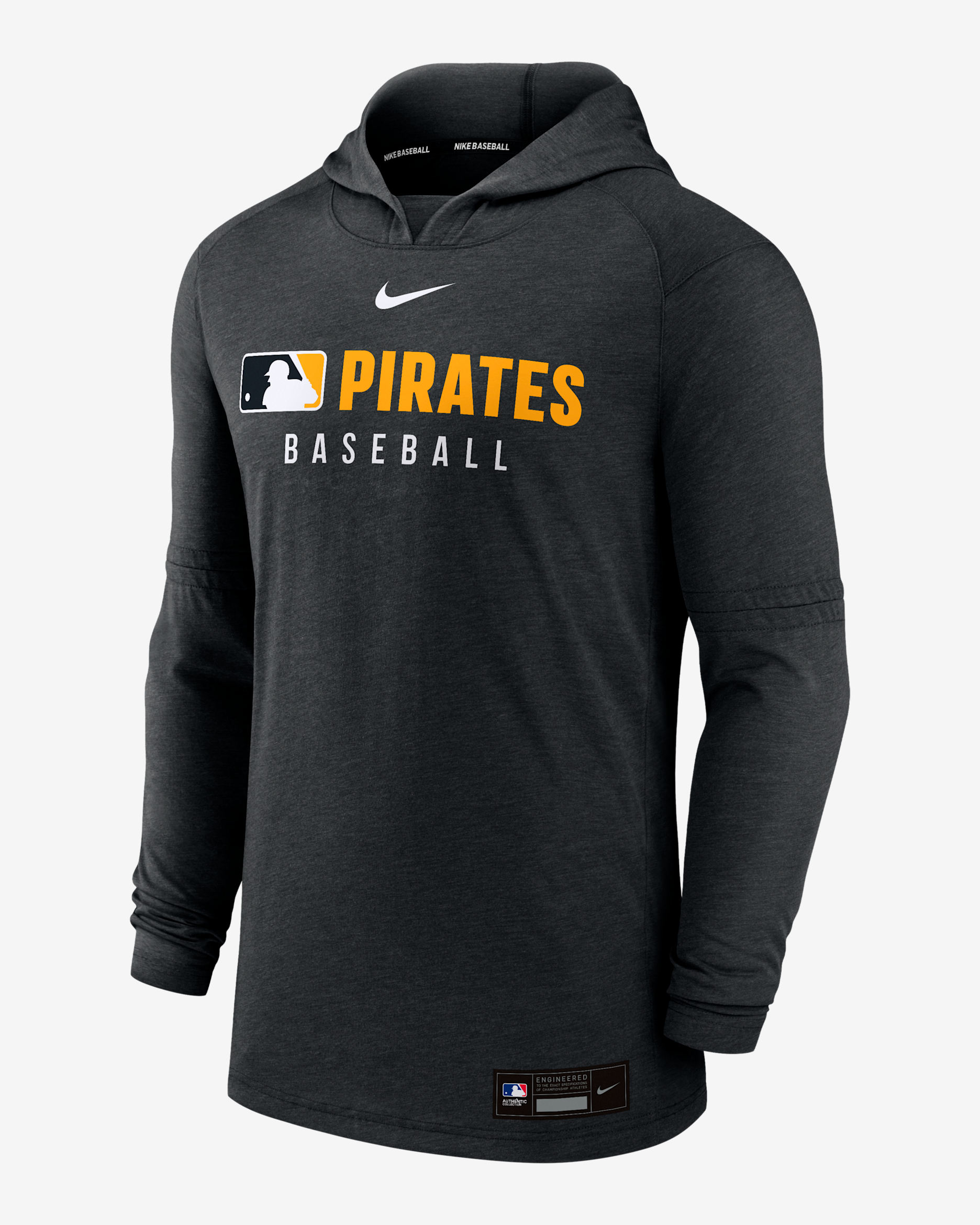Pittsburgh Pirates Authentic Collection Men's Nike Dri-FIT MLB Pullover Hoodie - Black Heather