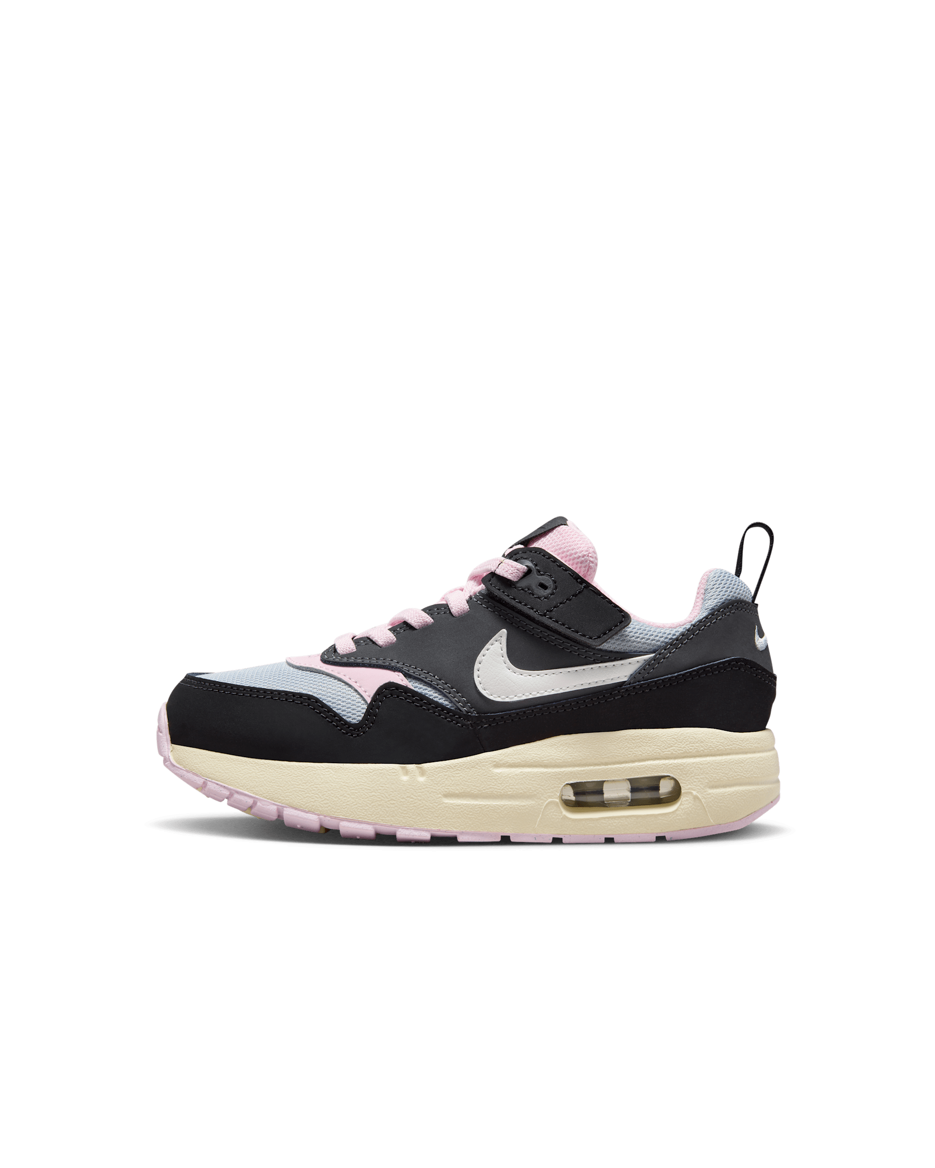 Nike Air Max 1 EasyOn 小童鞋款 - 黑色/Anthracite/Pink Foam/Summit White