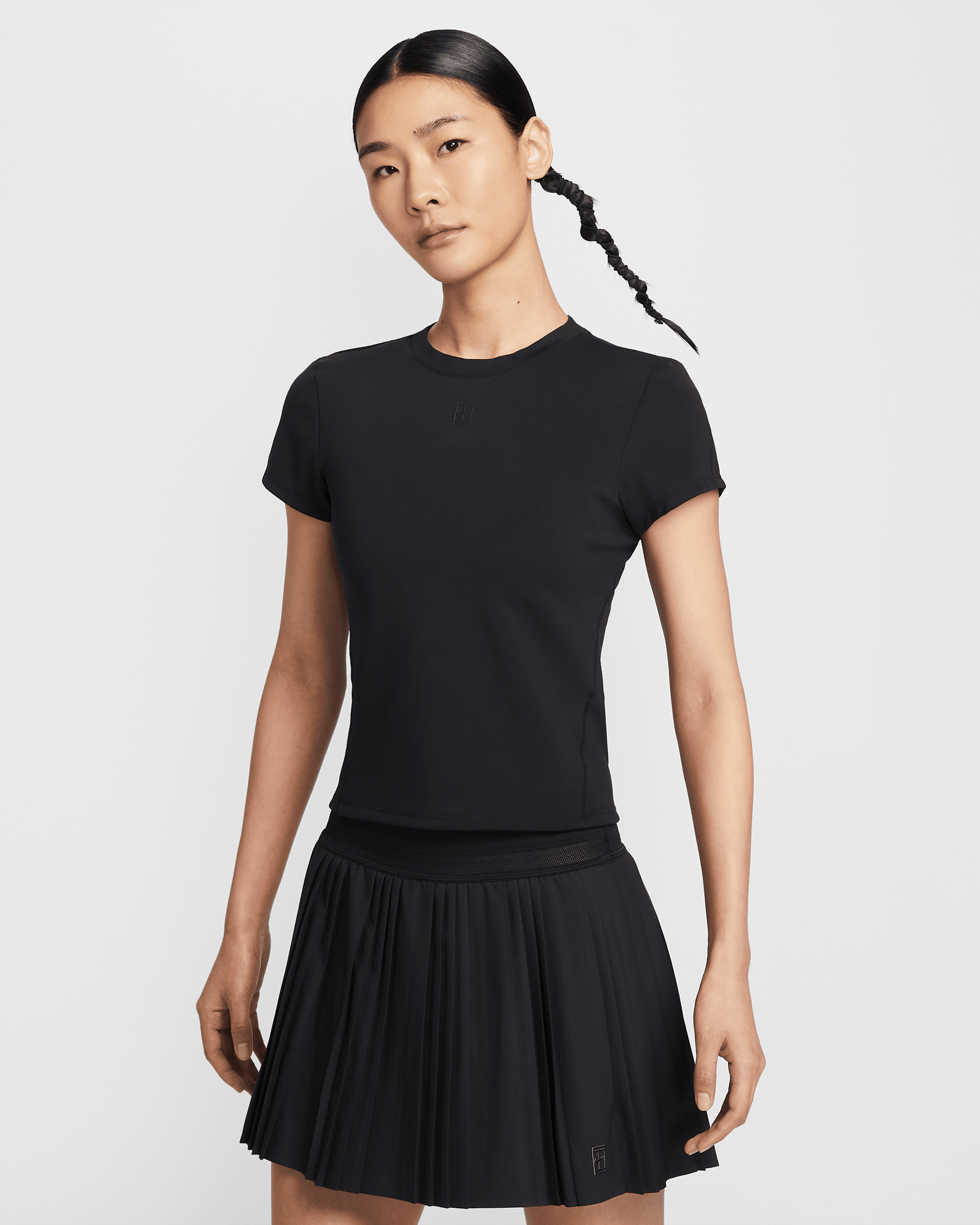 ナイキコート アドバンテージ ウィメンズ Dri-FIT ショートスリーブ テニストップ - ブラック/ブラック