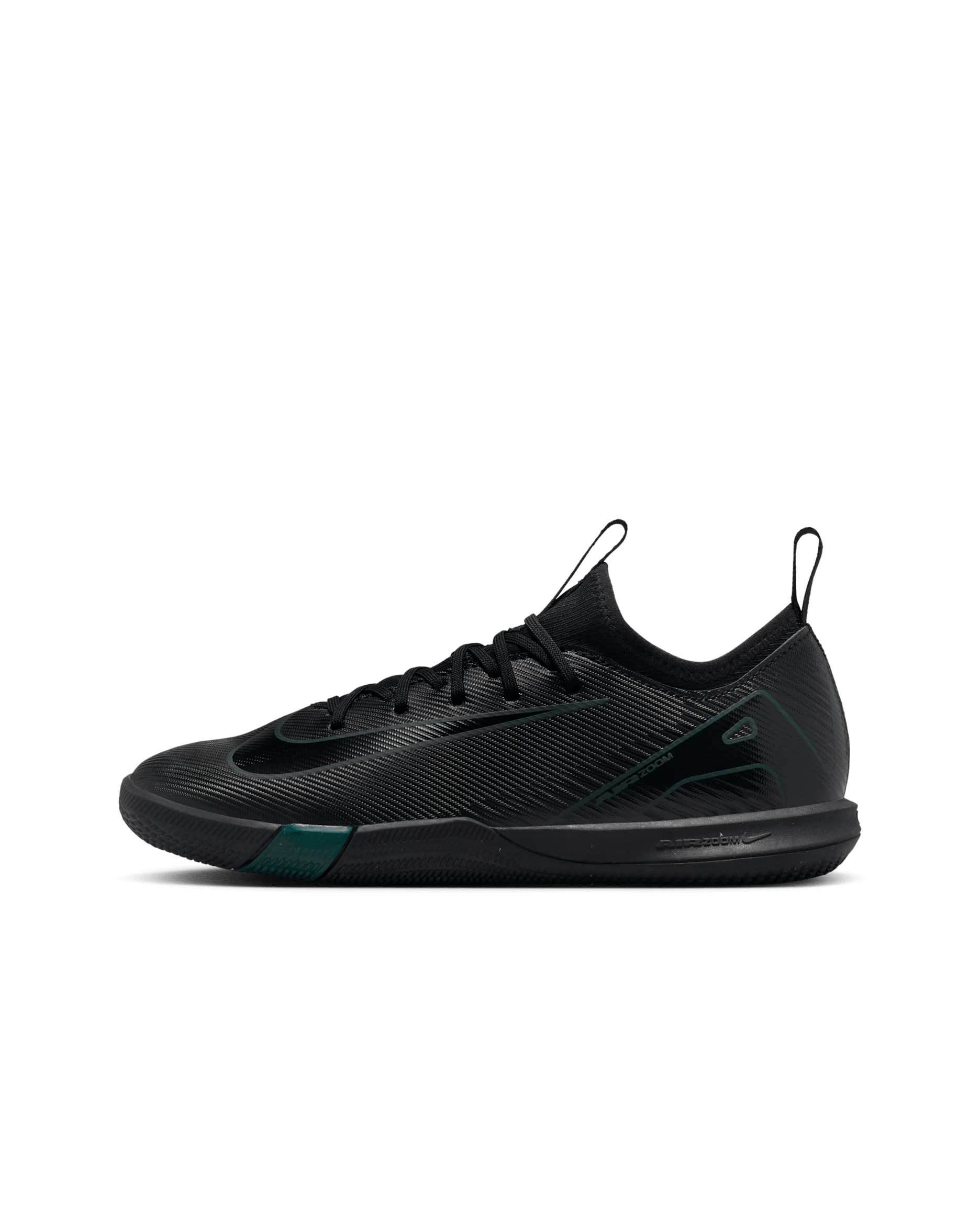 Tacos de fútbol para cancha cubierta de corte low para niños de preescolar y grandes Nike Jr. Mercurial Vapor 16 Academy - Negro/Jungla intenso/Negro