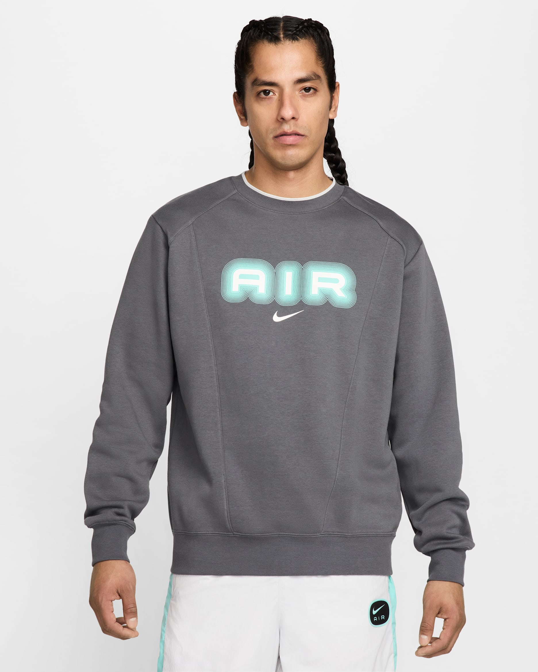 Nike Air Men's Fleece Crew-Neck Sweatshirt - Iron Grey