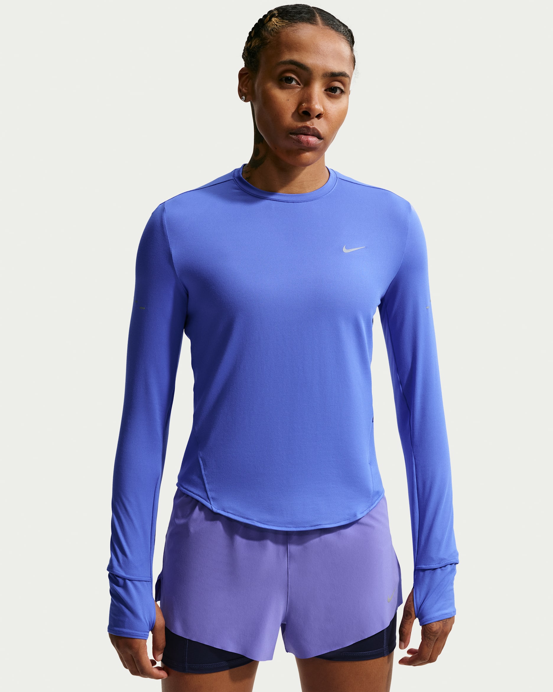 Haut de running à manches longues et col ras-du-cou Dri-FIT anti-UV Nike Swift pour femme - Sapphire