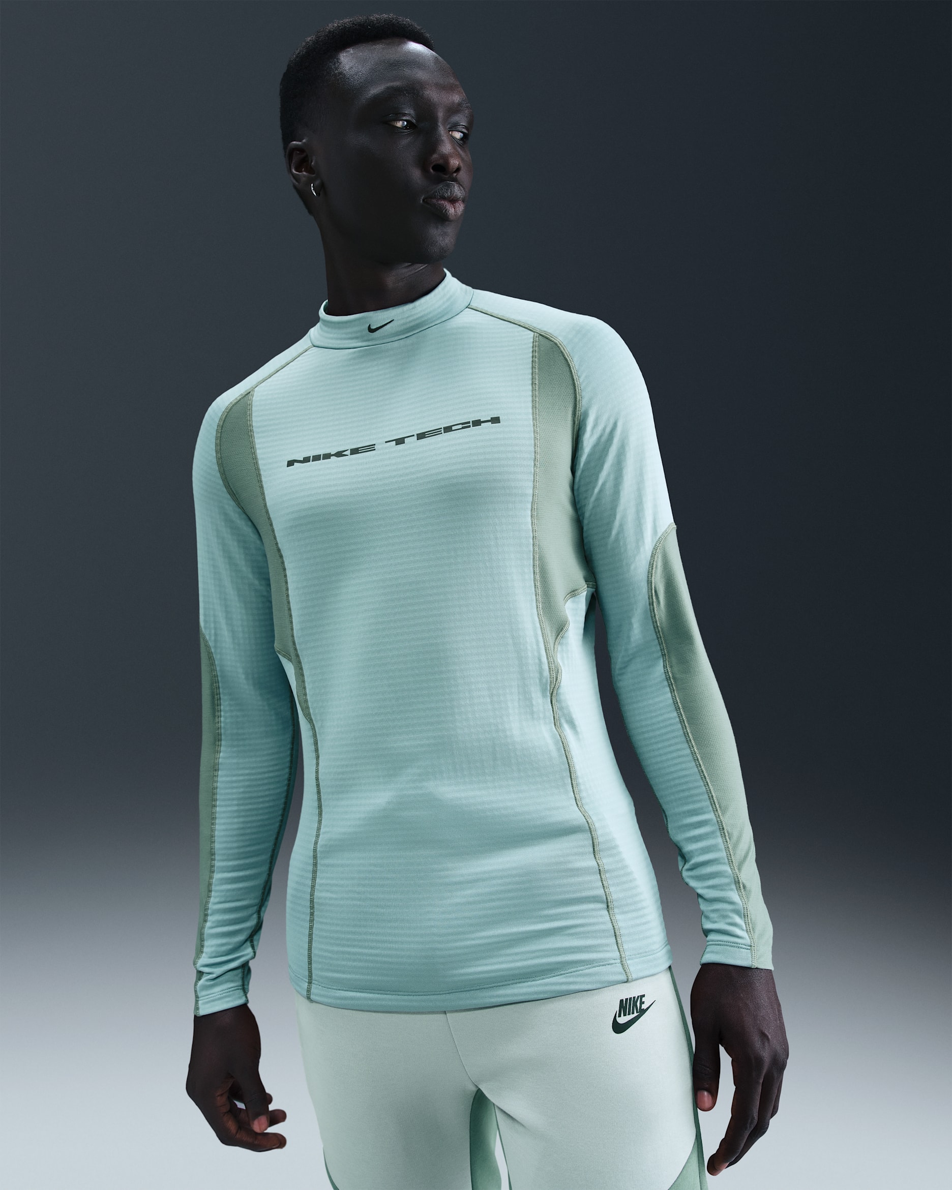 Nike Tech Men's Base Layer Long Sleeve Top - Cannon/Clay Green/Clay Green/Black