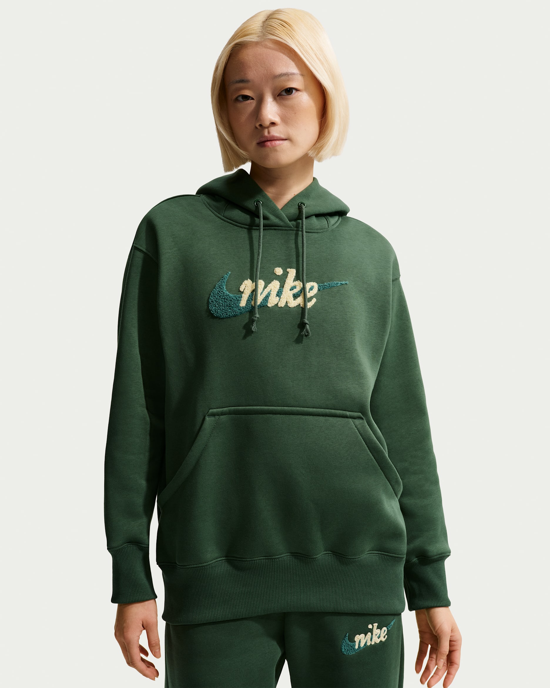 Nike Sportswear Phoenix Fleece Women's Oversized Logo Hoodie (Plus Size) - Fir/Malachite