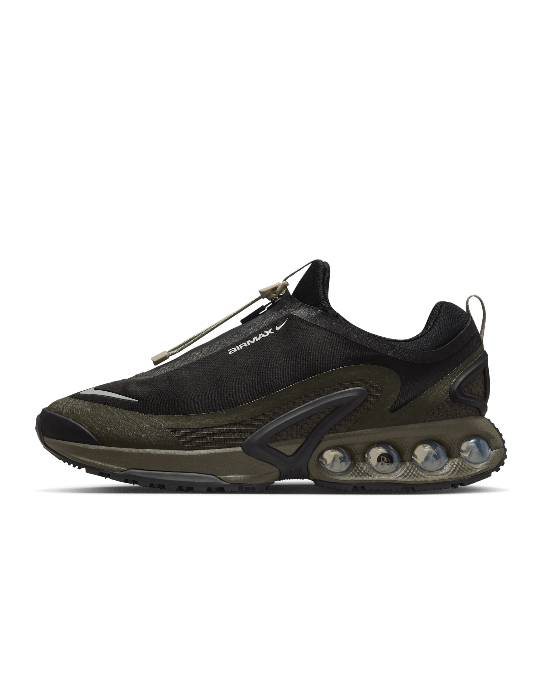 Nike Air Max Dn Roam 男鞋 - 黑色/Cargo Khaki/Stone/Metallic Silver