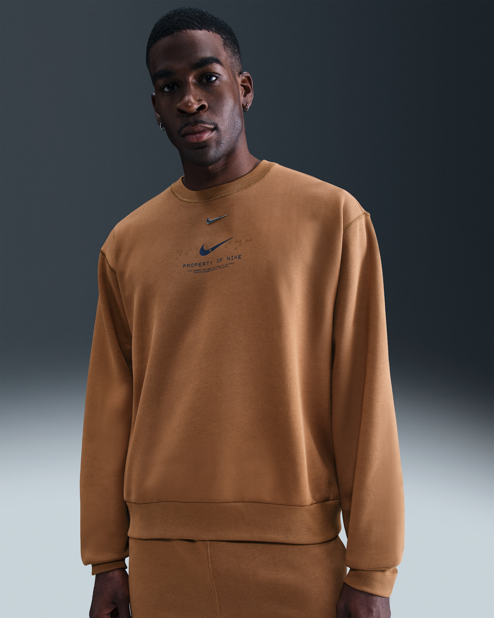 Nike Sportswear Club Men's Fleece Crew-Neck Sweatshirt - Ale Brown