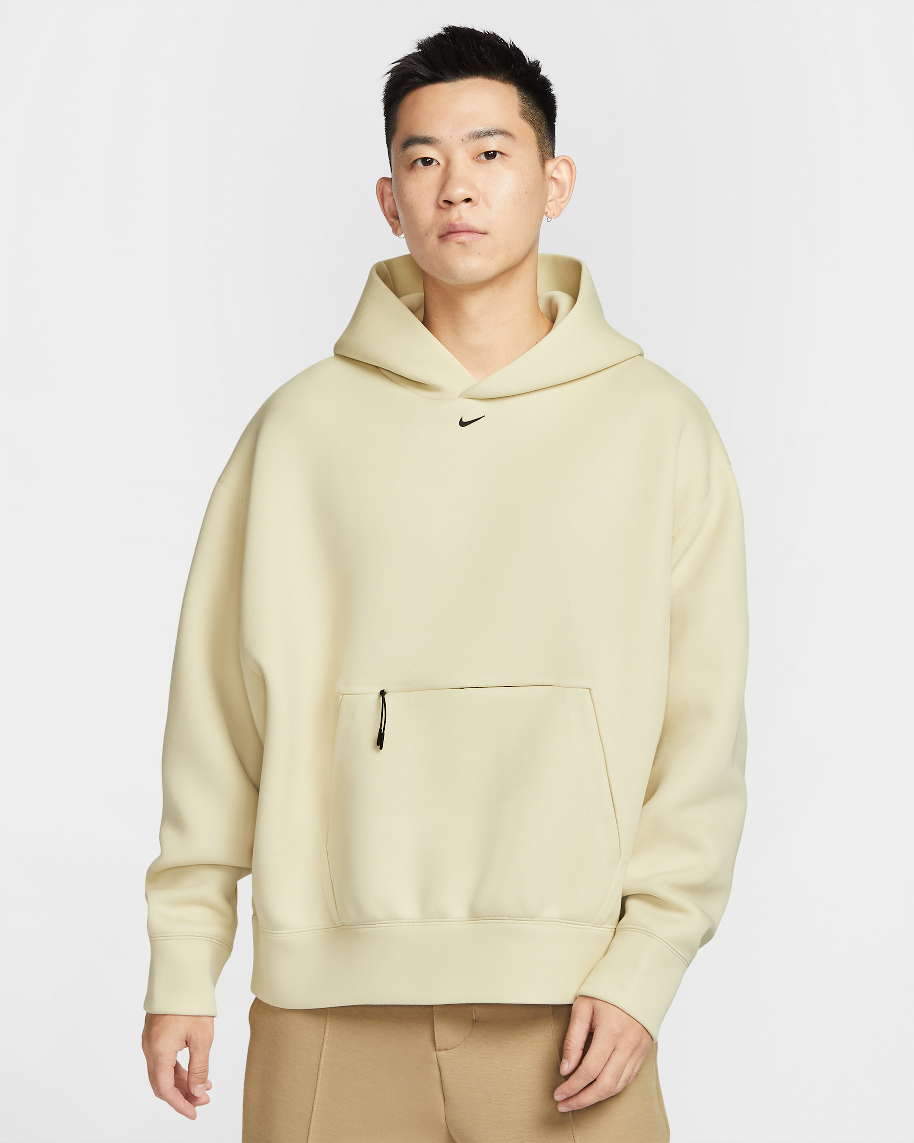 Nike Tech Men's Fleece Hoodie - Light Khaki/Black