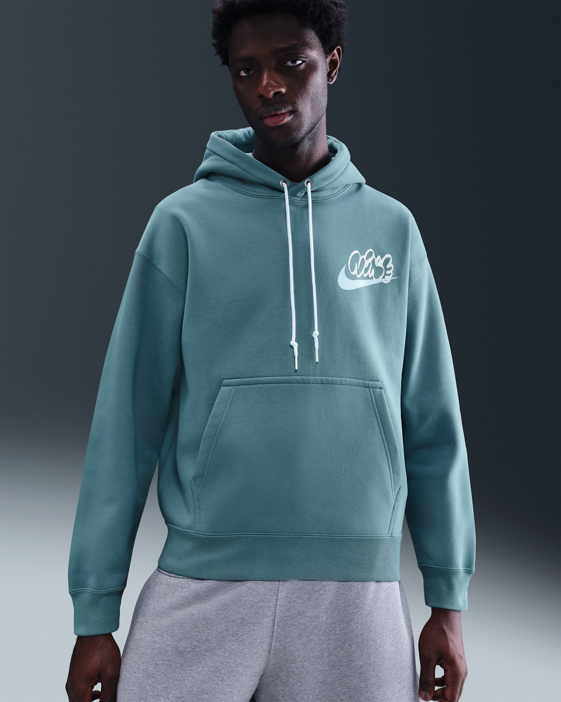 Nike Solo Swoosh Men's Fleece Hoodie - Smoky Blue