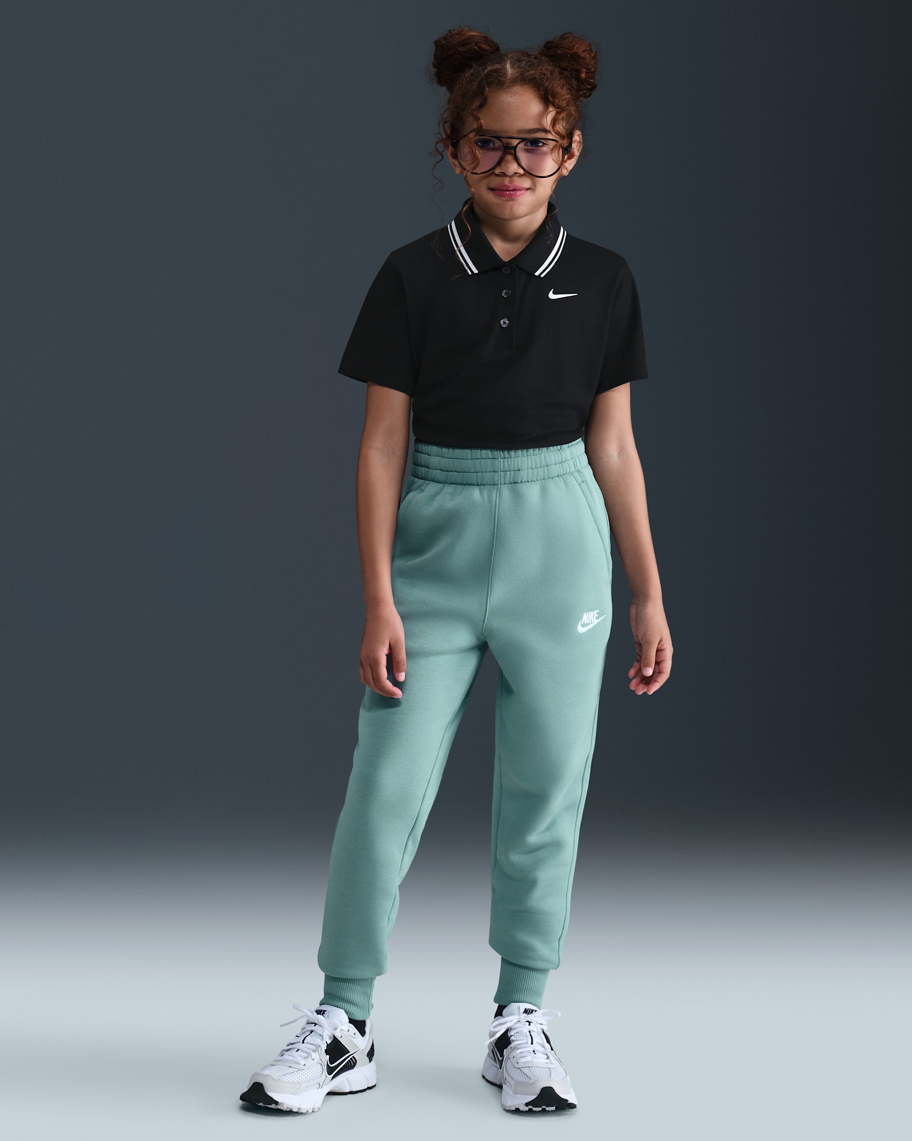 Nike Sportswear Club Fleece Older Kids' (Girls') High-Waisted Fitted Trousers - Cannon/Cannon/White