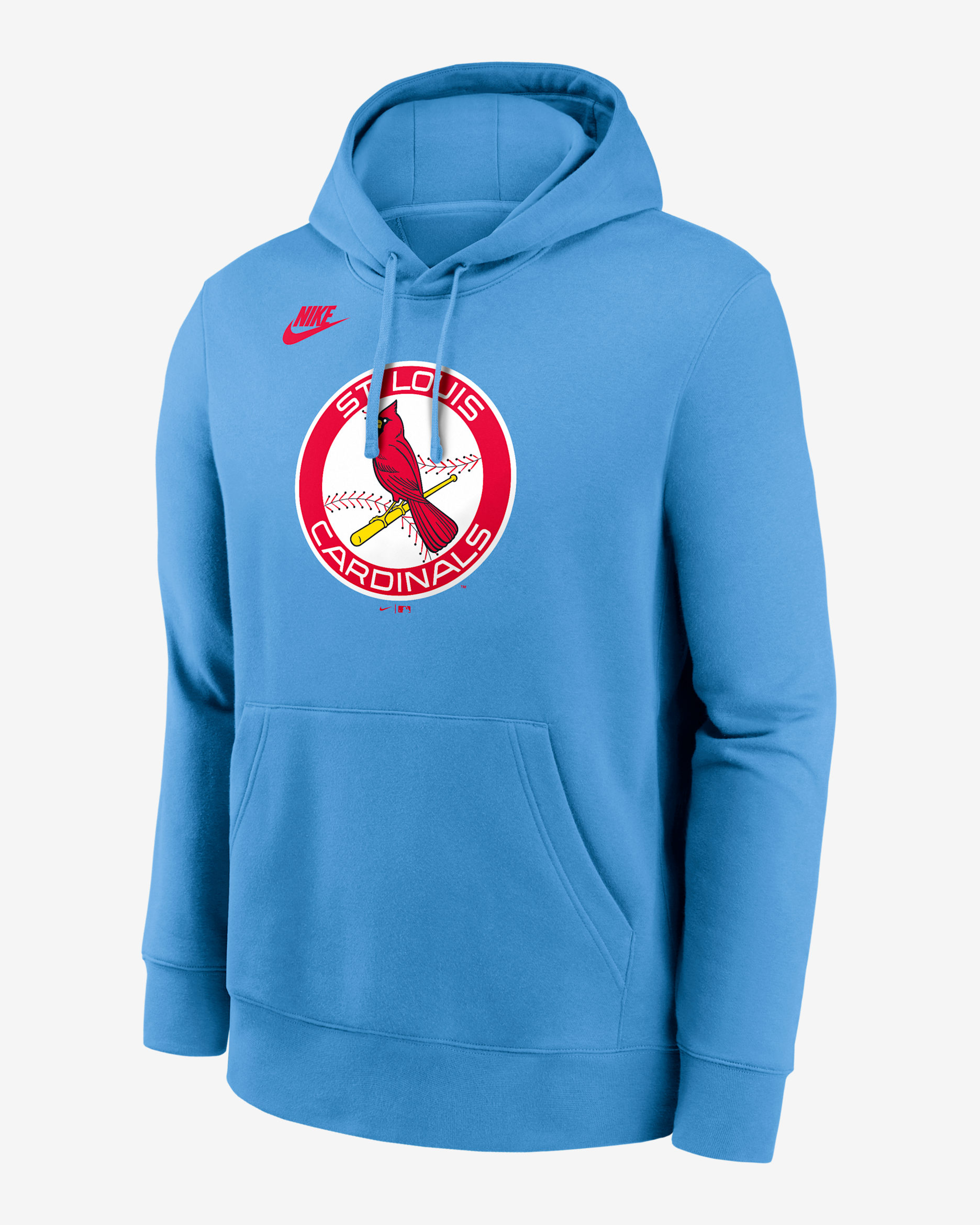 St. Louis Cardinals Cooperstown Logo Club Men's Nike MLB Pullover Hoodie - Light Blue