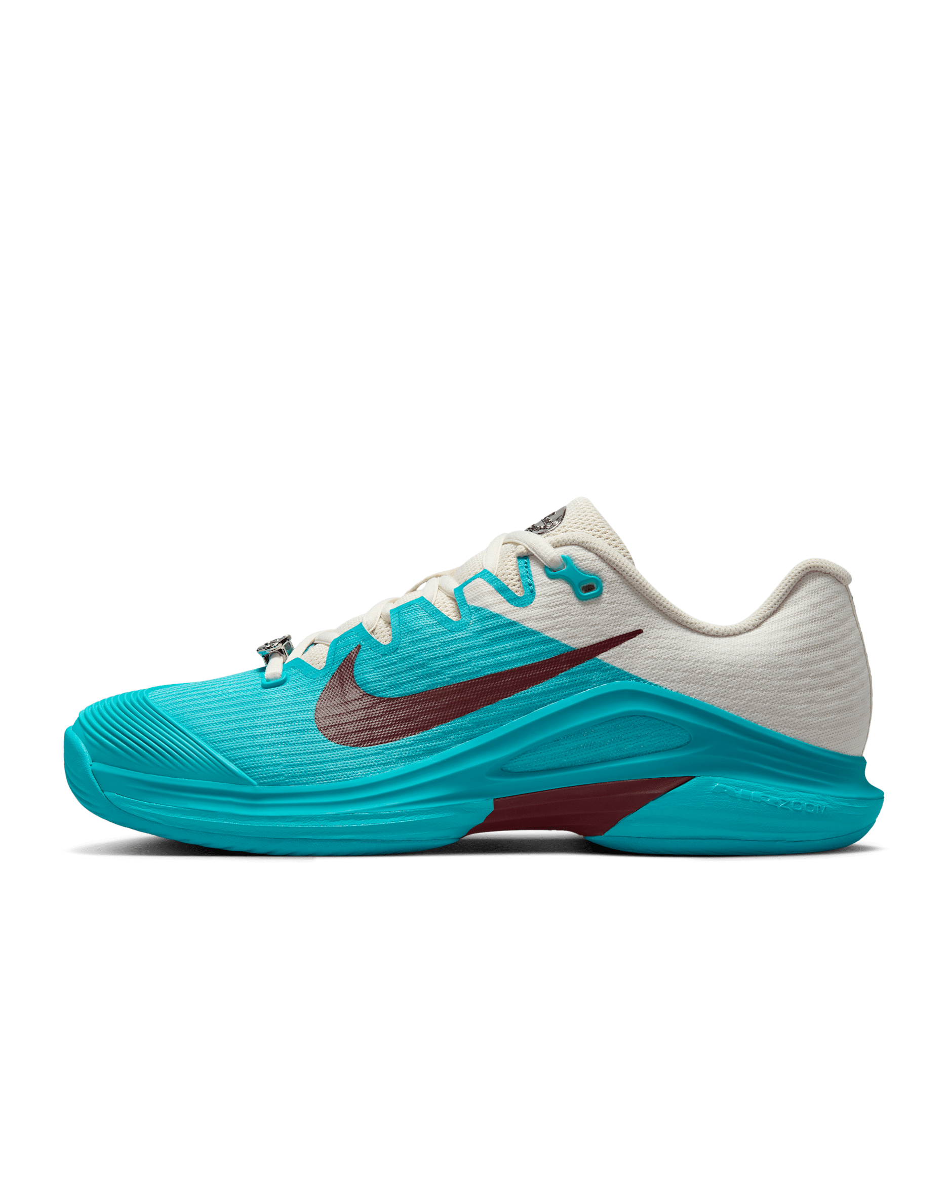 Nike Vapor 12 Premium Women's Hard Court Tennis Shoes - Dusty Cactus/Pale Ivory/Metallic Silver/Dark Team Red