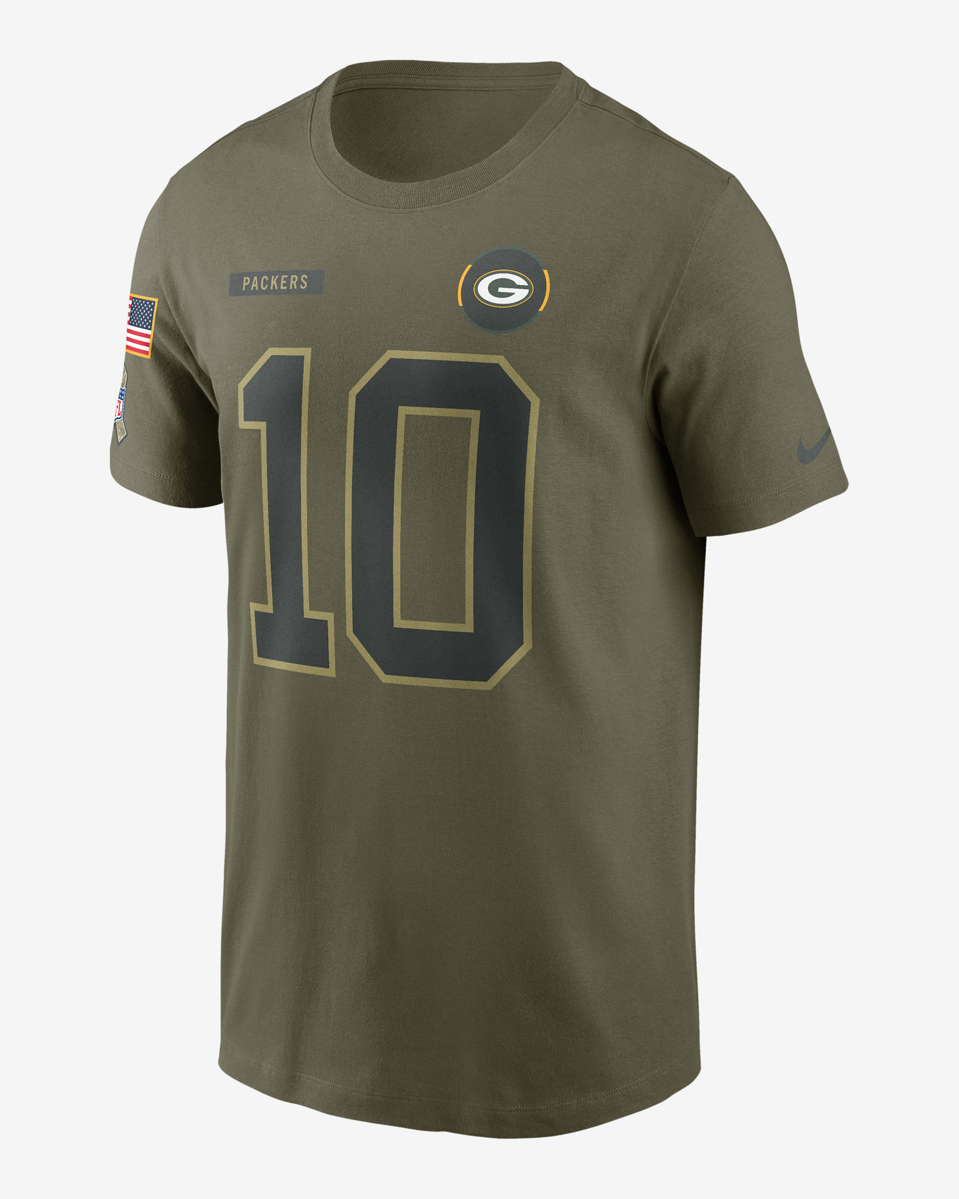 Jordan Love Green Bay Packers Salute To Service Men’s Nike NFL T-Shirt - Olive