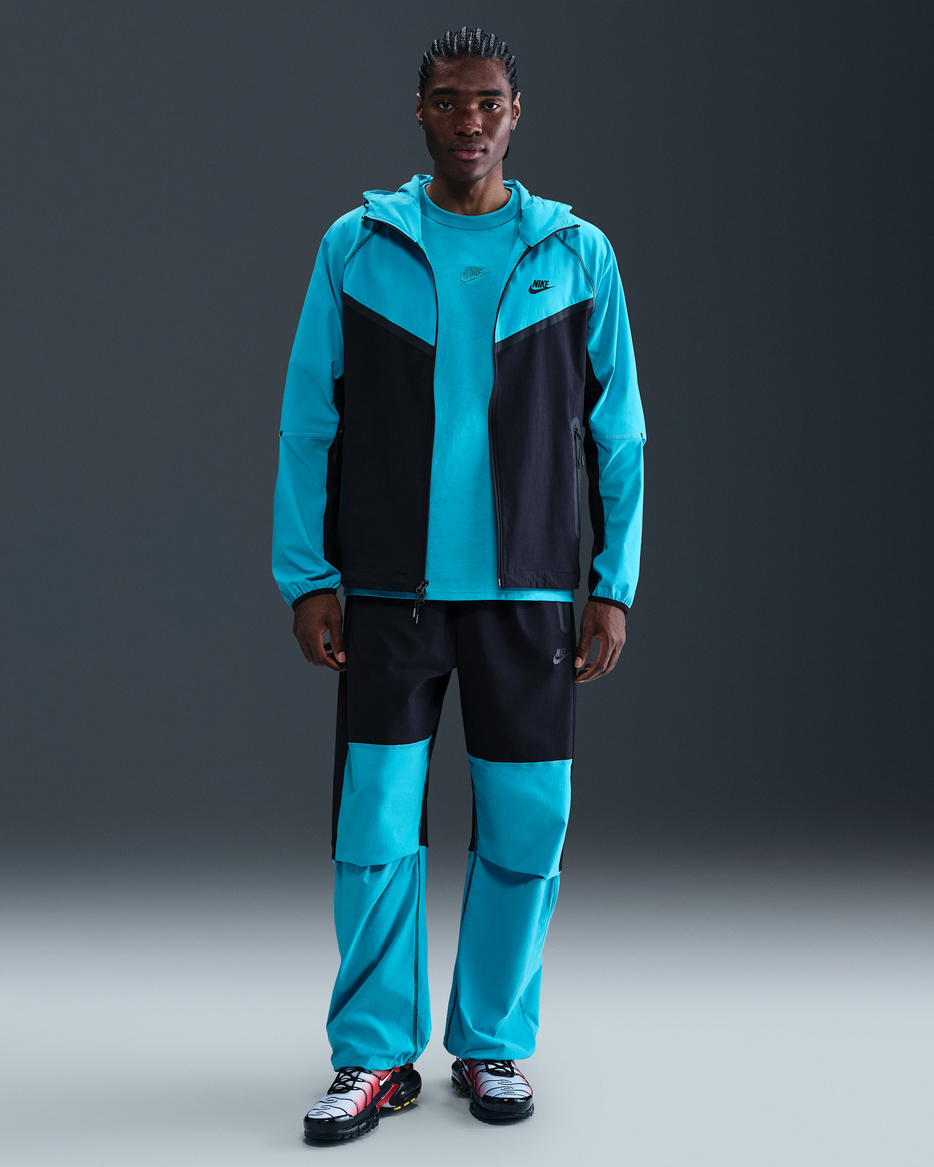 Pants de tejido Woven oversized para hombre Nike Tech - Cactus empolvado/Negro/Negro