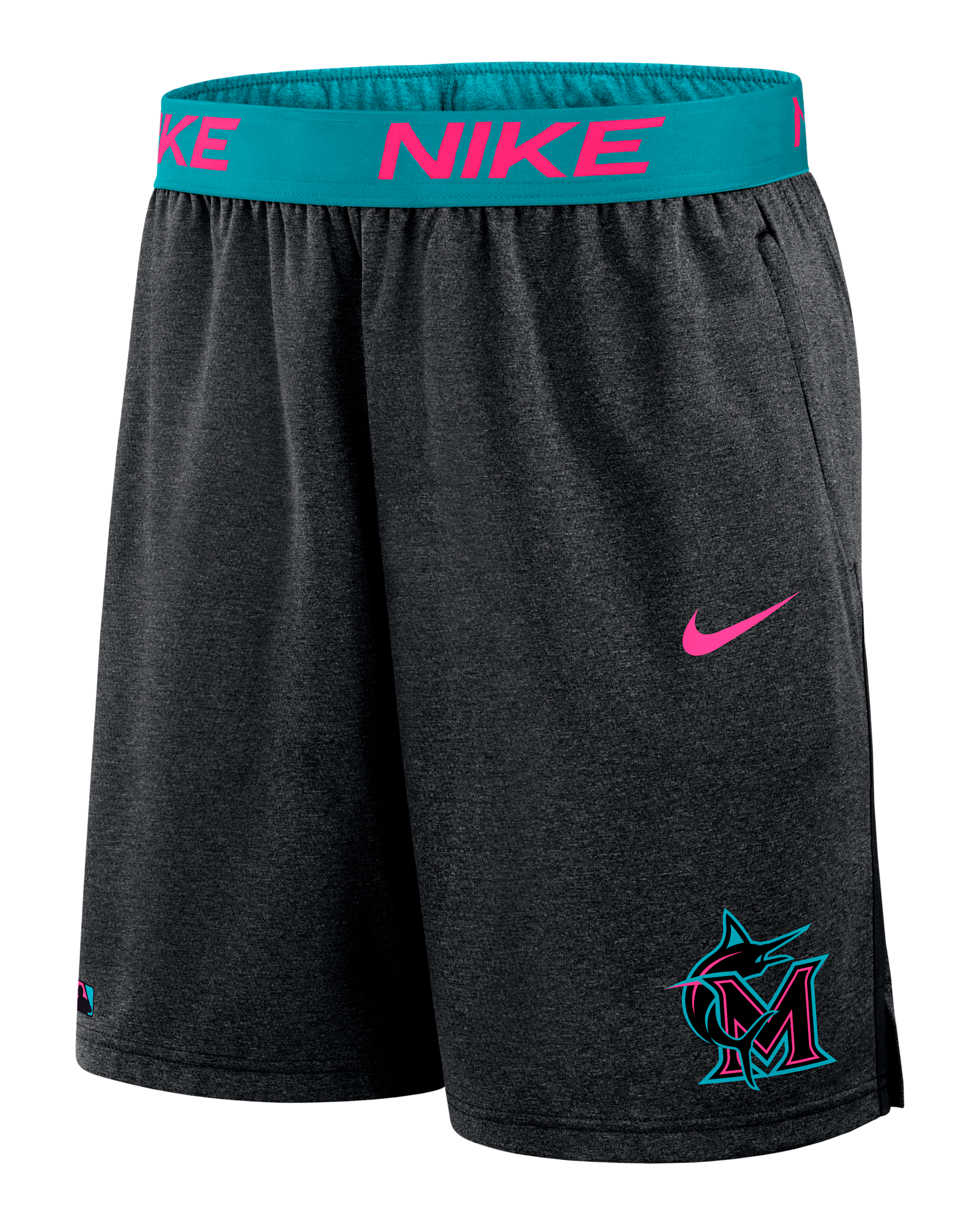 Shorts Nike Dri-FIT de la MLB para hombre Miami Marlins Authentic Collection City Connect - Negro