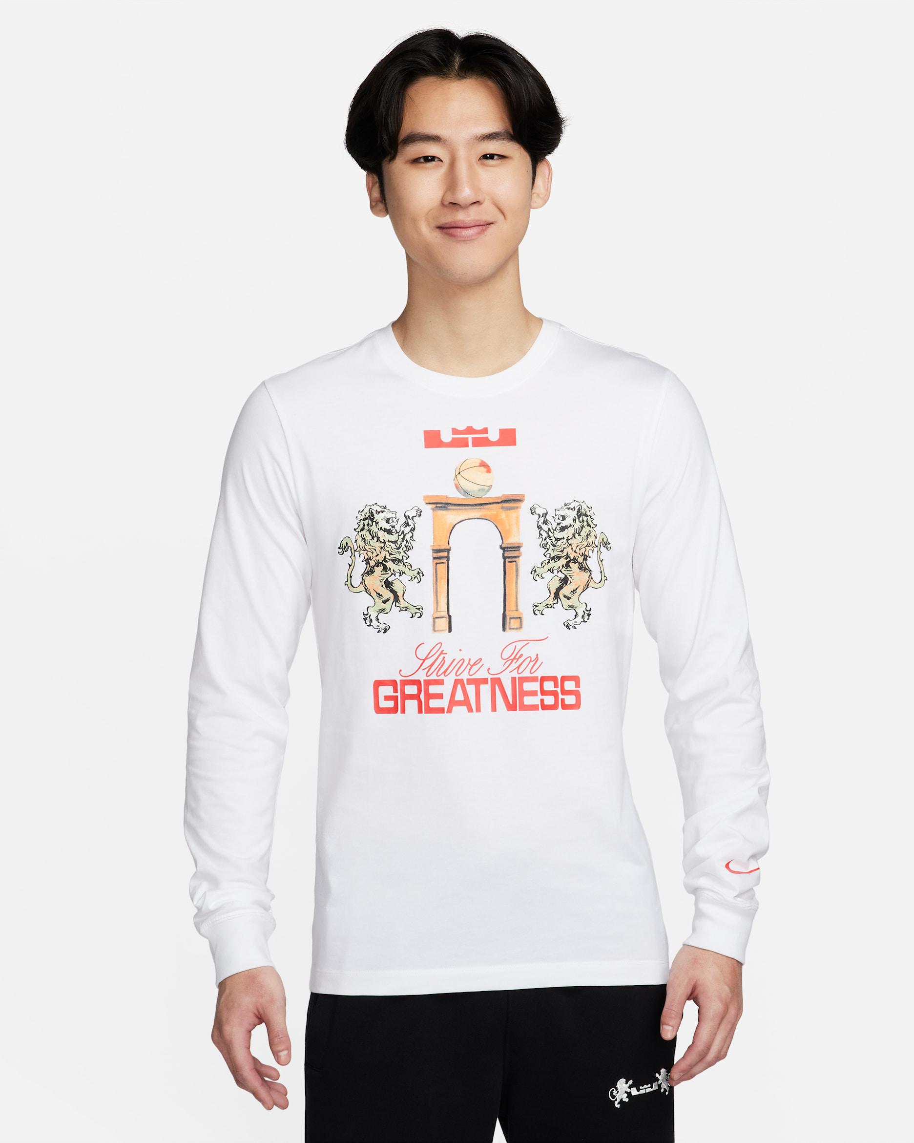 เสื้อยืดแขนยาวผู้ชาย LeBron - ขาว