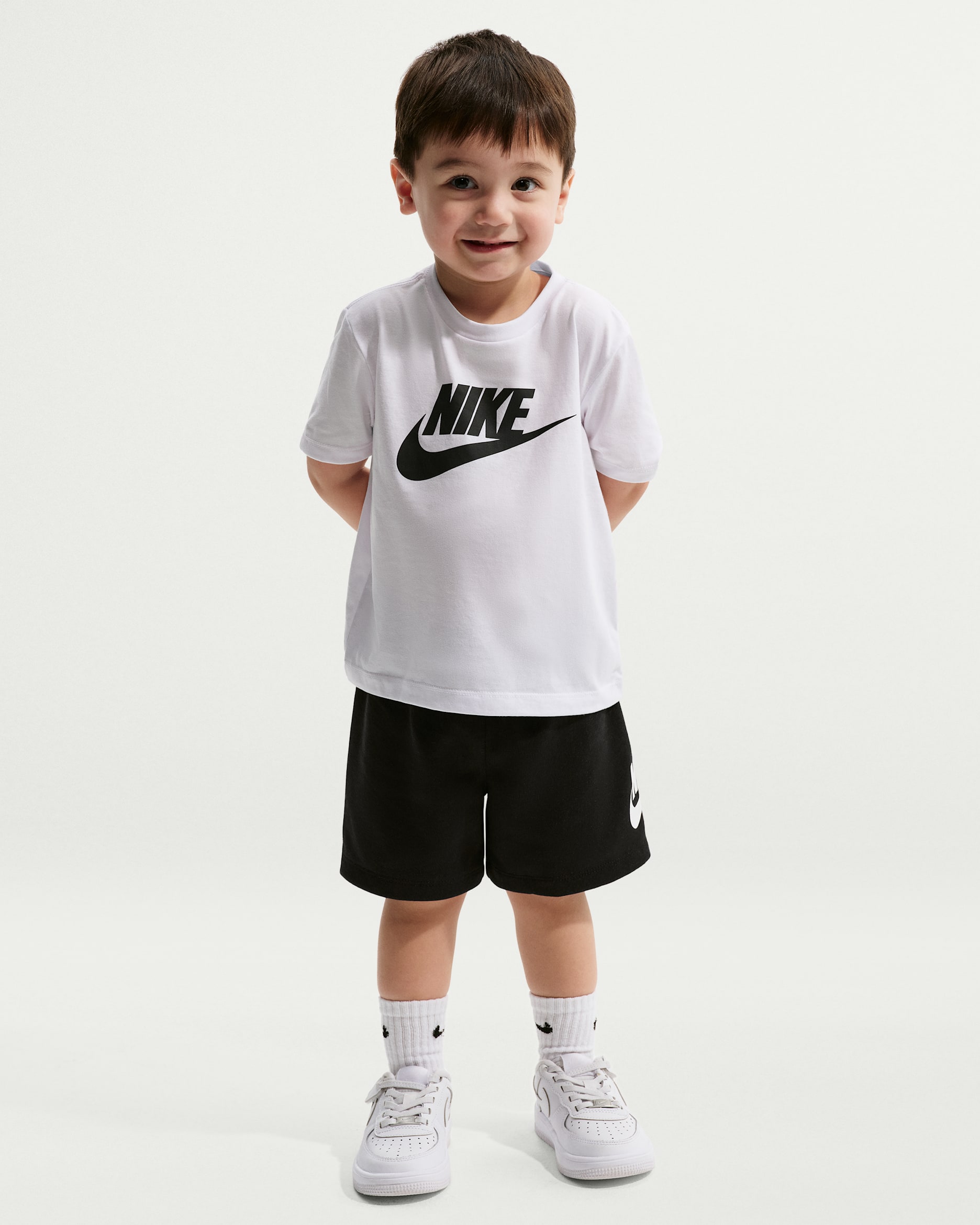 나이키 베이비 클럽 티셔츠 앤 쇼츠 세트 - 블랙/화이트